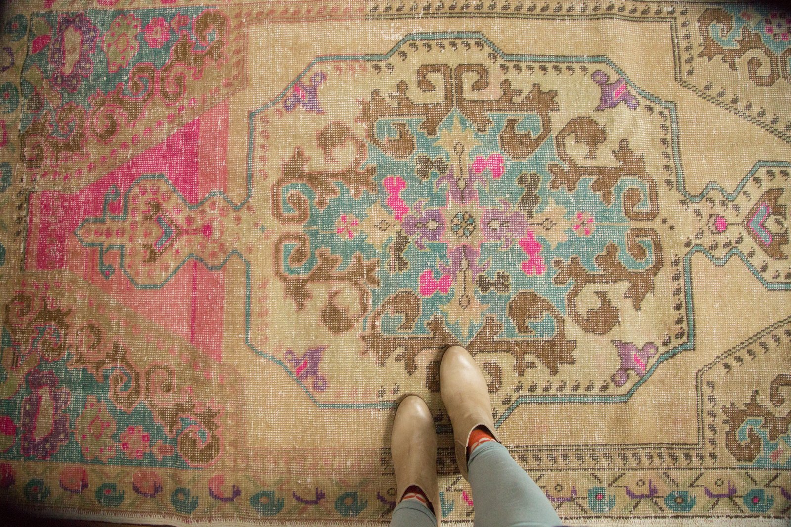 4x7.5 Vintage Distressed Oushak Rug by Old New House® - product image 2 for Resin Society
