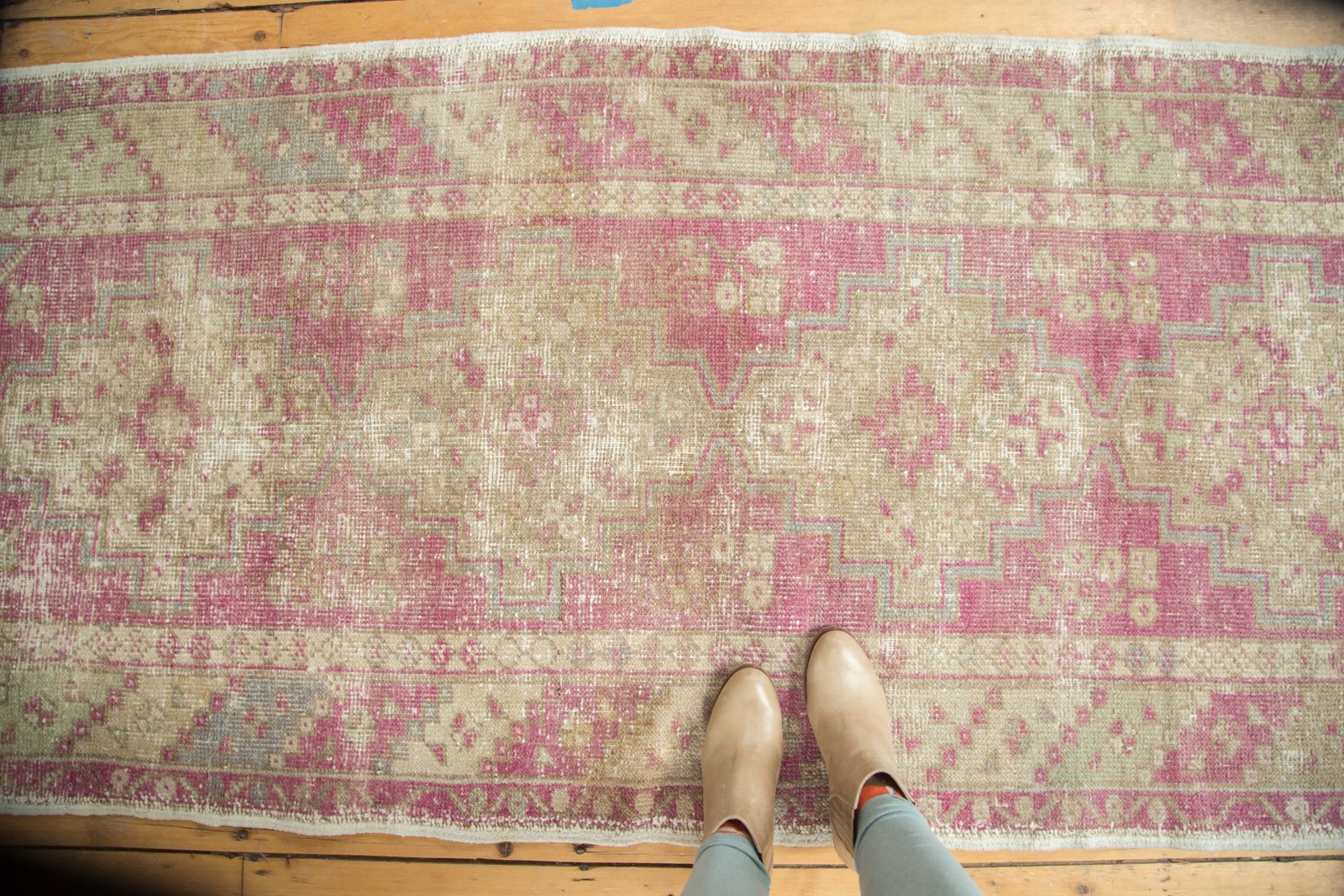 3.5x9.5 Vintage Distressed Oushak Rug Runner by Old New House® - product image 2 for Resin Society