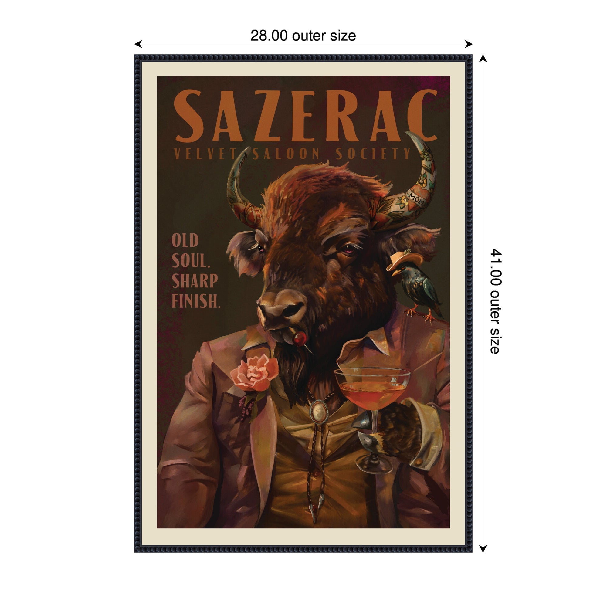 WG Sazerac Bison Buffalo by The Whiskey Ginger Framed Canvas Wall Art Print
