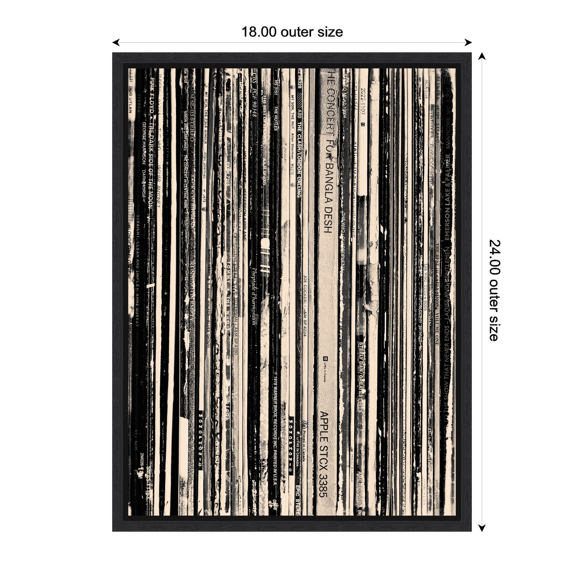33 RPM Black and White by Robert Cadloff Framed Canvas Wall Art Print