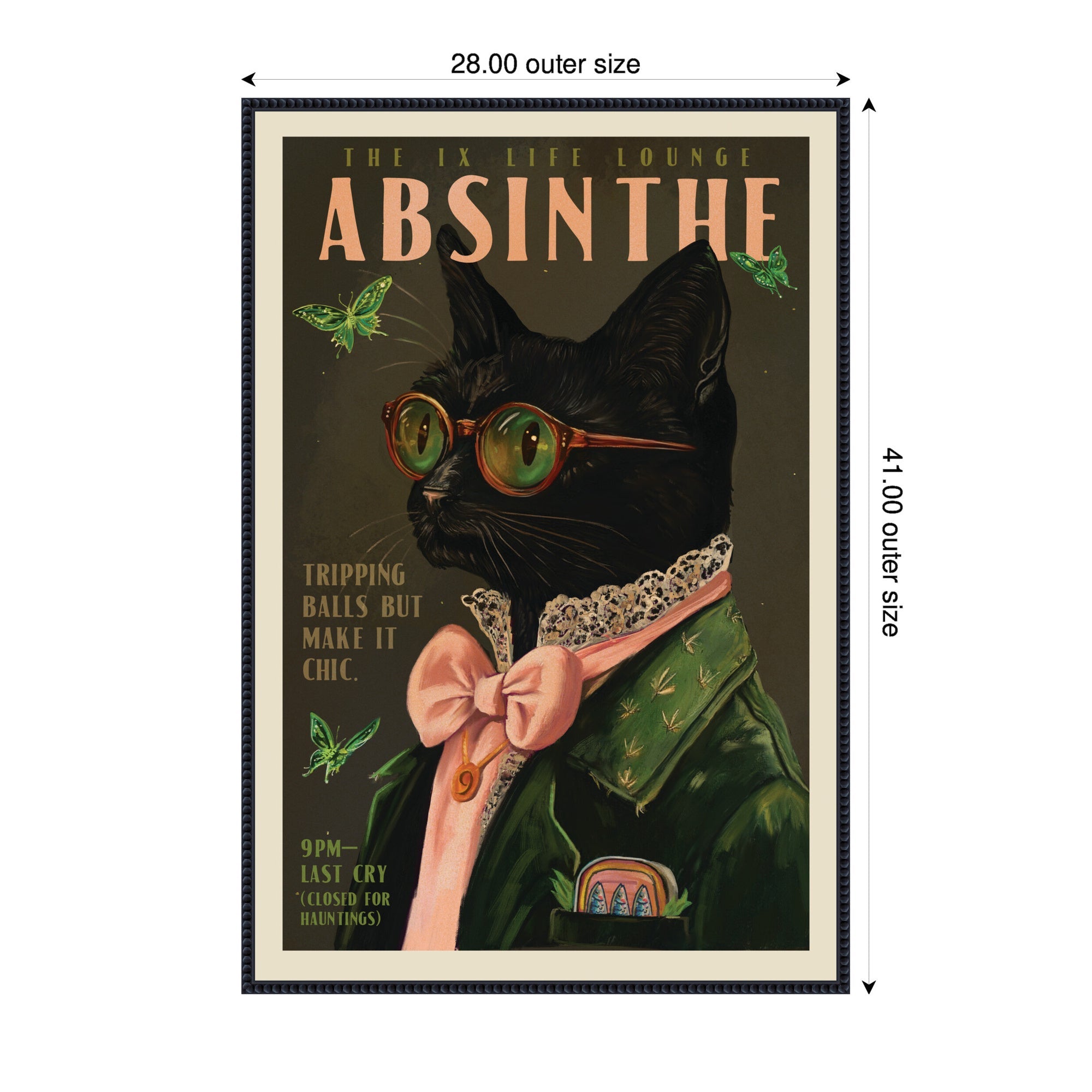 WG Absinthe Kitty by The Whiskey Ginger Framed Canvas Wall Art Print