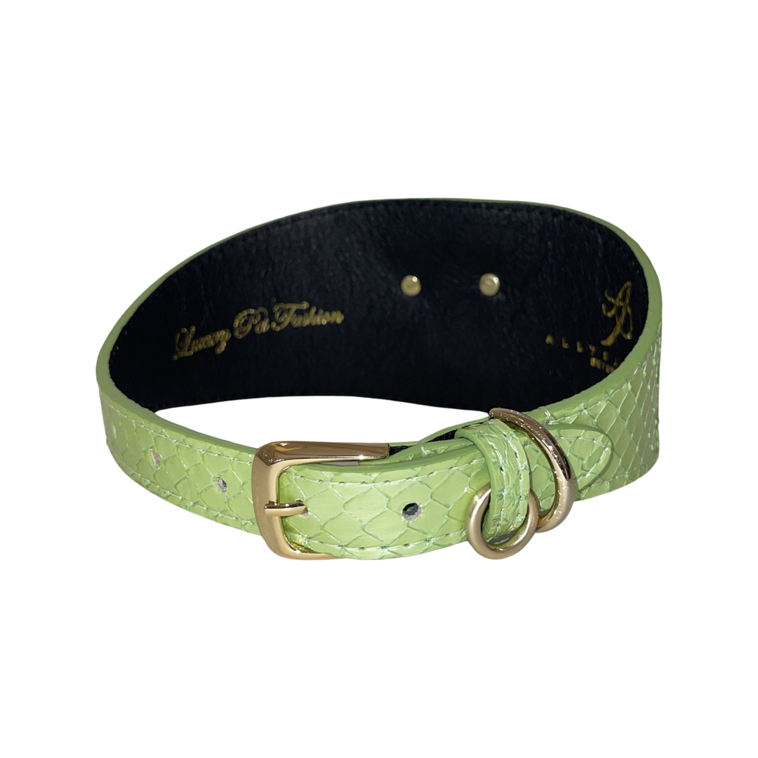 Sea Anemone Pearl Green Snake Wide Style Collar With Rhinestone Crab Accessory