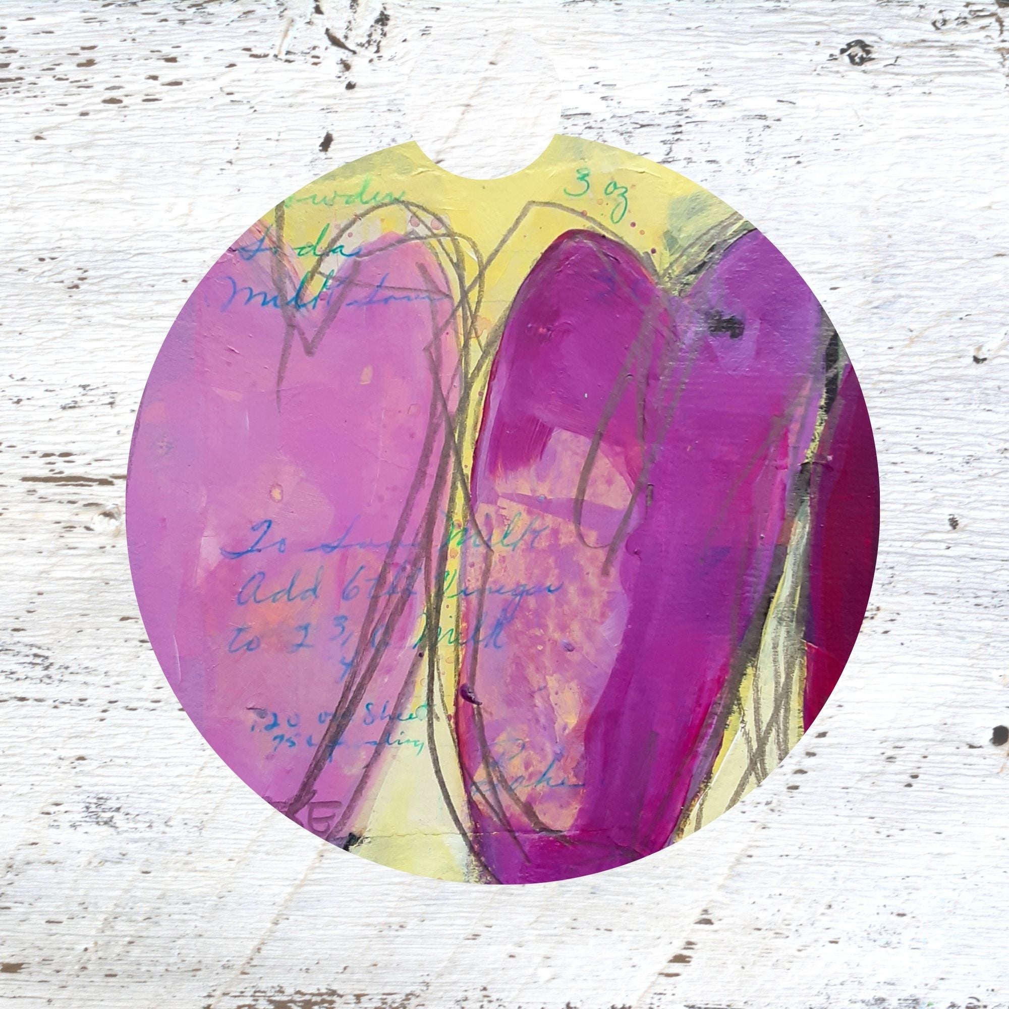 Car Coaster: Pink Hearts. Artist Christi Dreese by Dreese Fine Art - Resin Society