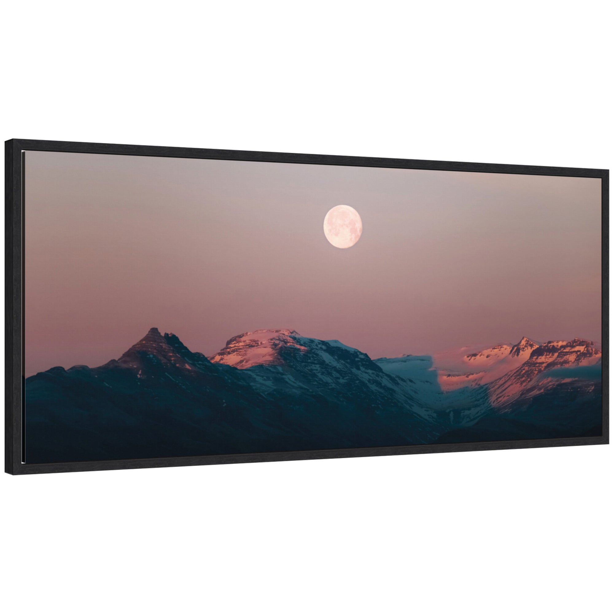 Sylvie Panoramic Pastel Moonrise over Icelandic Mountains Framed Canvas by Michael Schauer