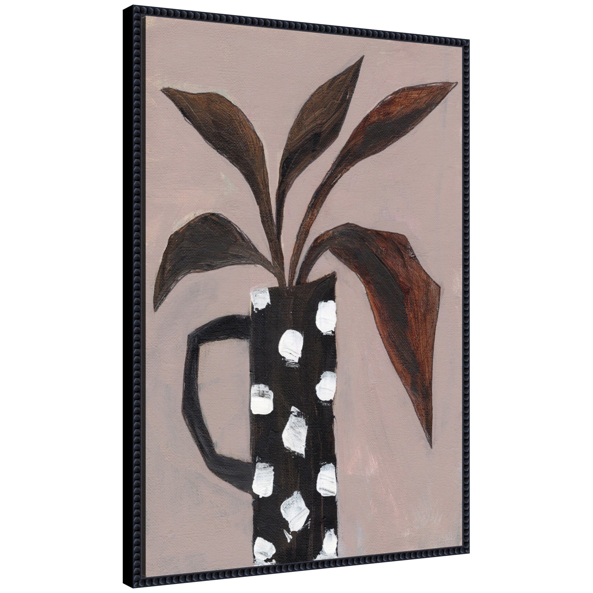Sylvie Beaded Spotlight on Nature framed floral canvas by Nikita Jariwala showing pink and white flowers with a vintage beaded frame