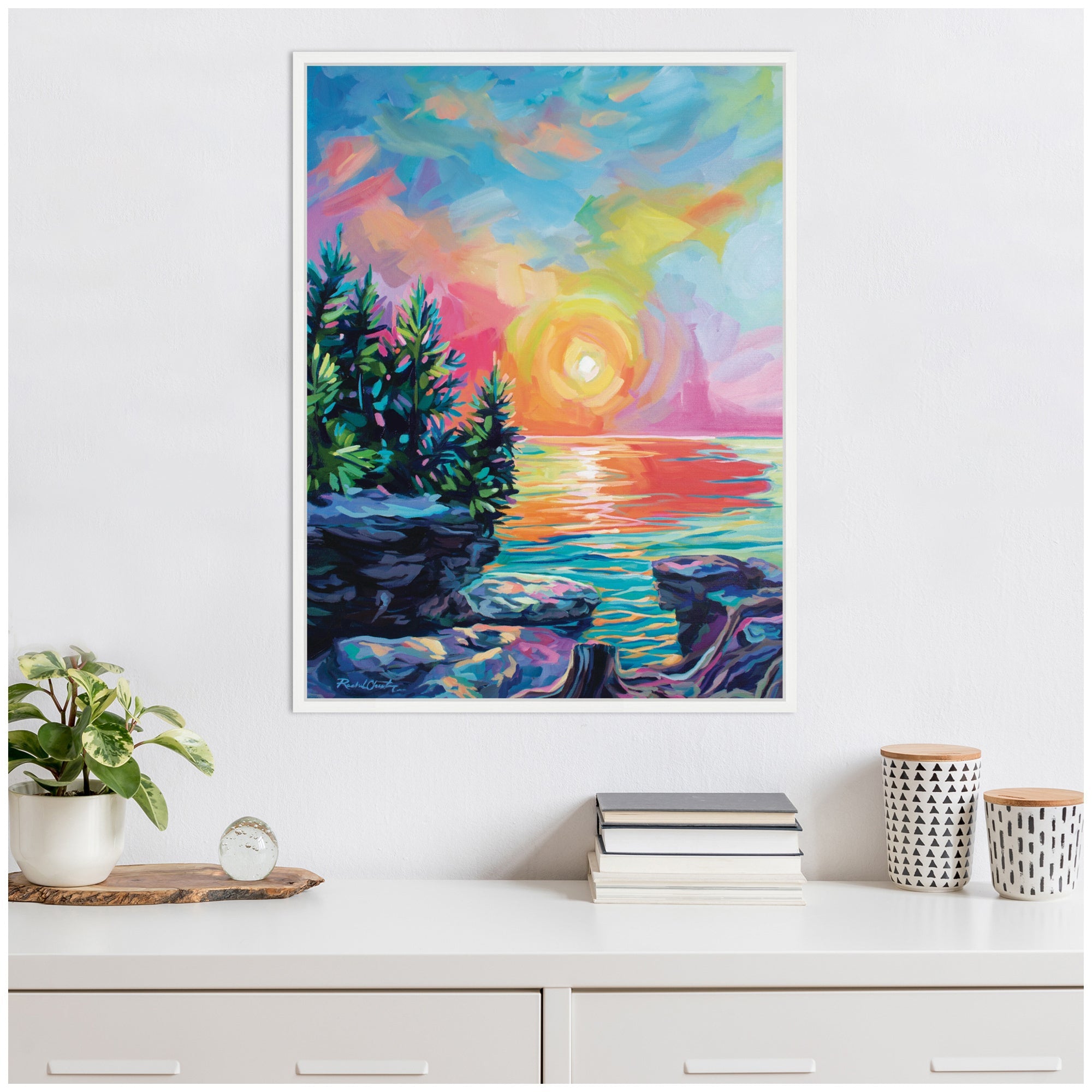 Sylvie Tangerine Sunrise Framed Canvas by Rachel Christopoulos