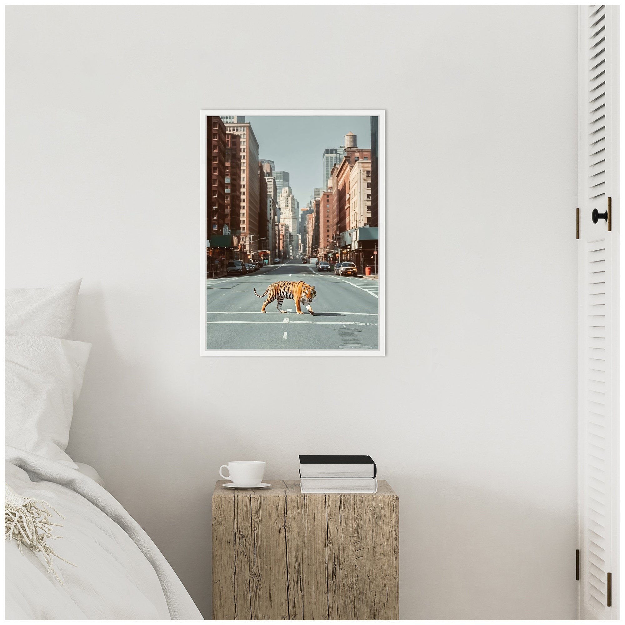 Sylvie Urban Tiger in the City Framed Canvas by Michael Schauer