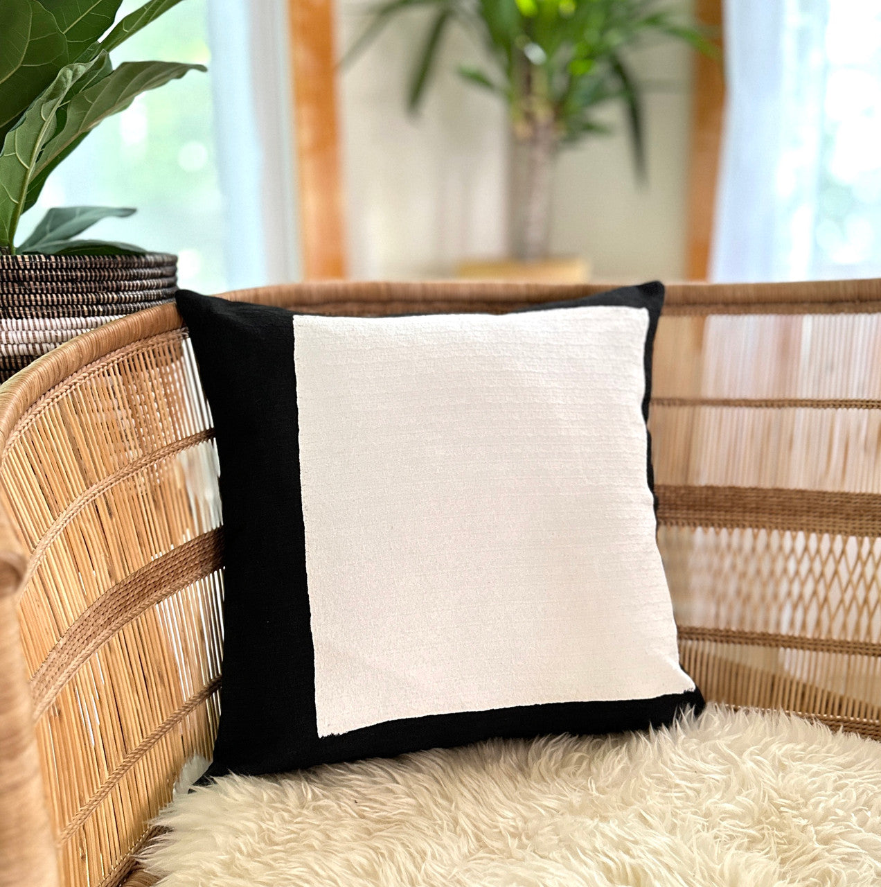 Black + White Squares Sadza Pillow by Mbare Ltd - main product image for Resin Society