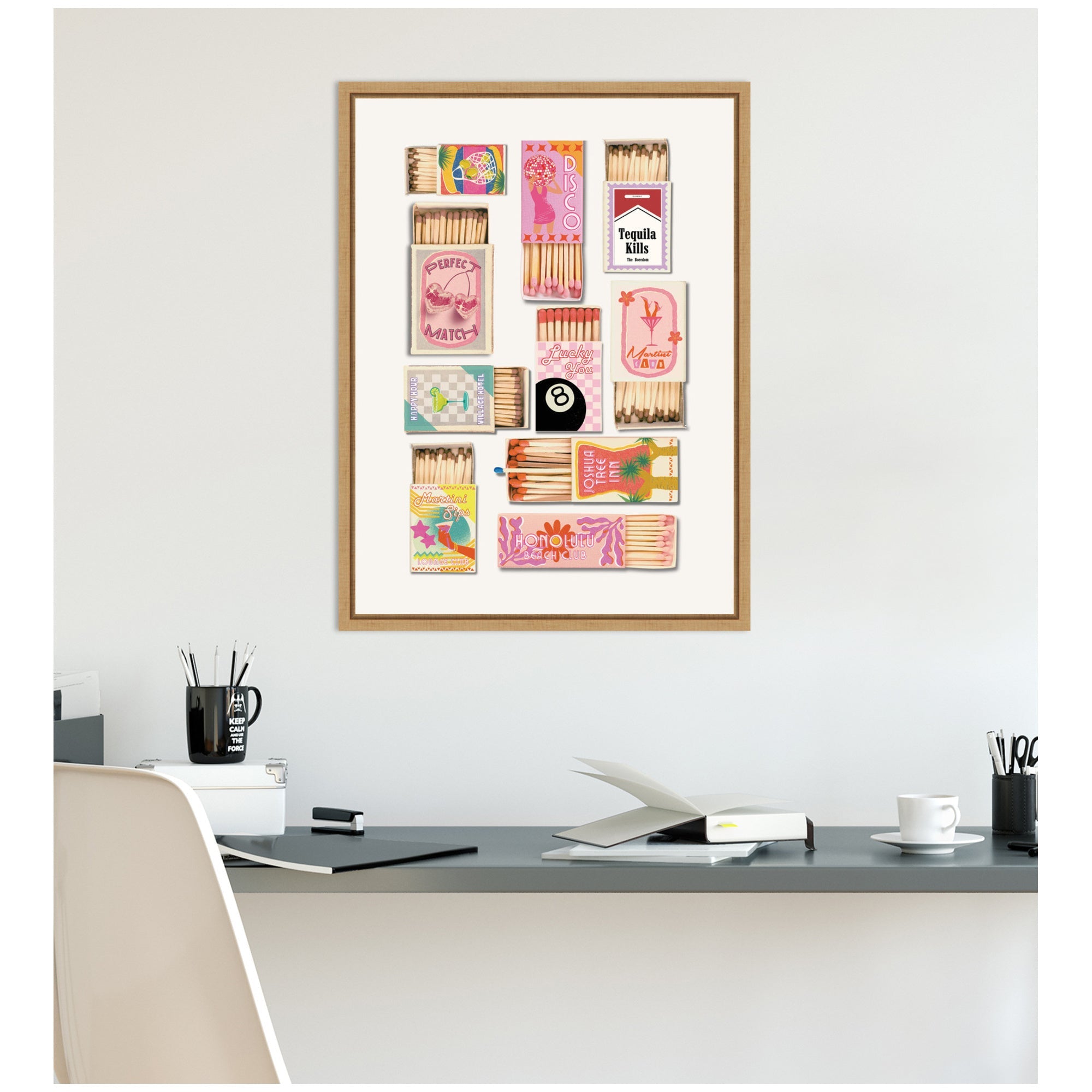 Framed Vintage Pink Matchboxes by Honey Island Studio Canvas Wall Art Print