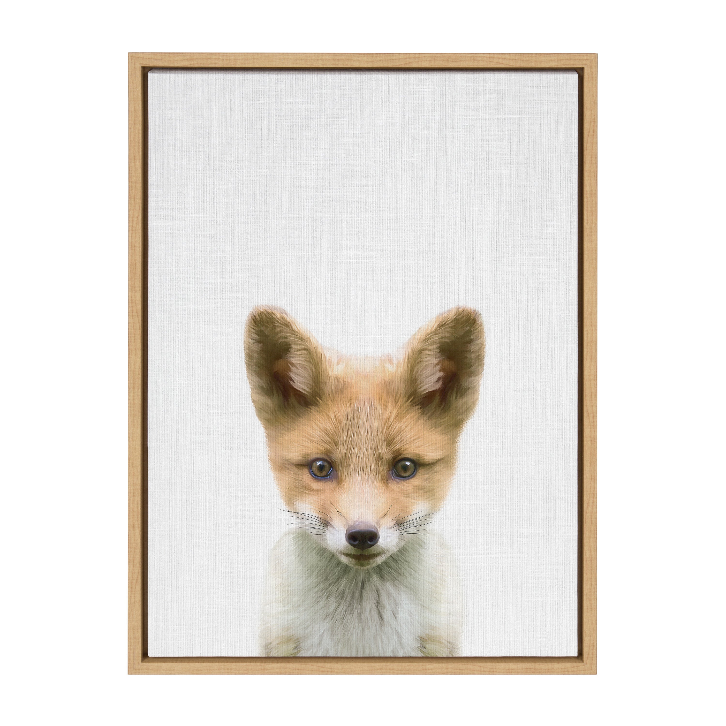 Sylvie Baby Fox Color Illustration Framed Canvas by Simon Te of Tai Prints