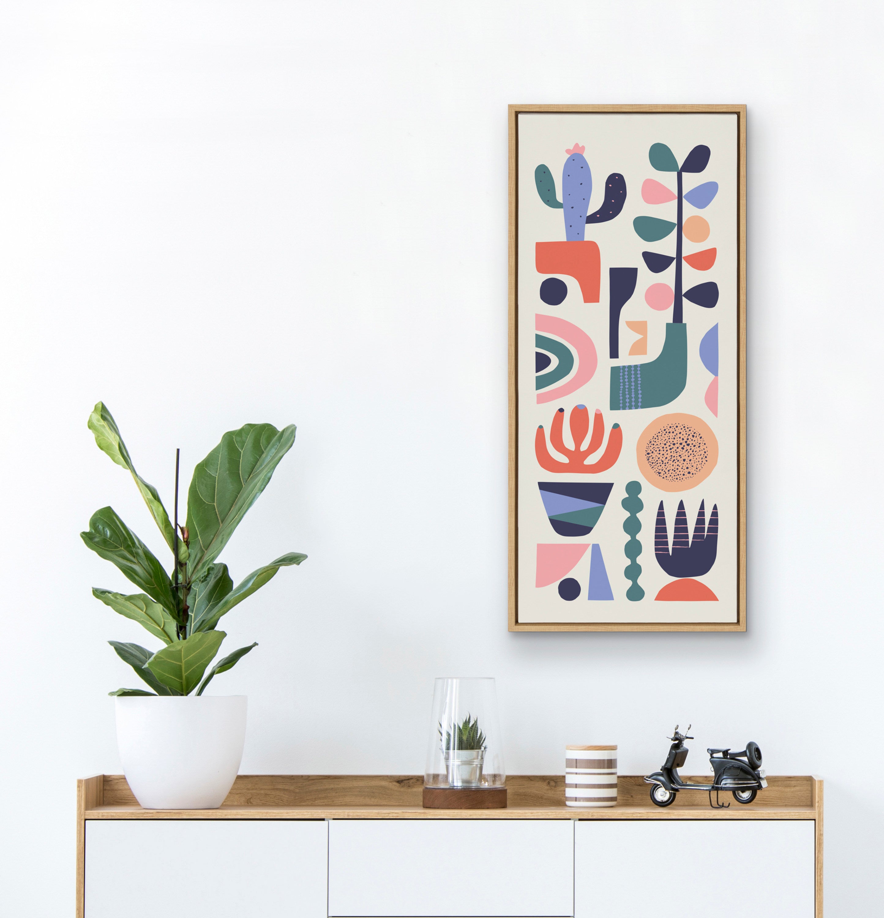 Sylvie Mid Century Succulents Framed Canvas