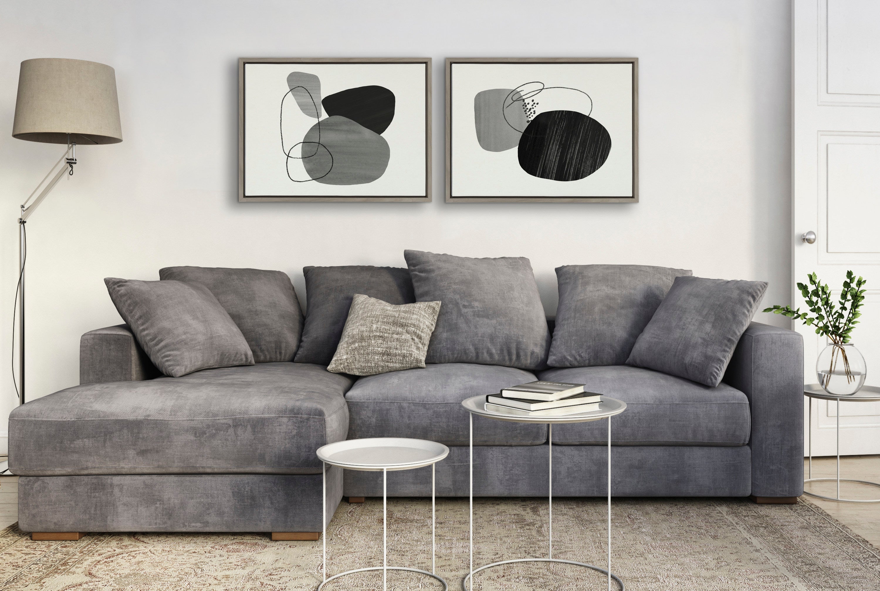 Sylvie 863 Abstract Rocks and 864 On The Rocks Framed Canvas Set by kateandlaurel - product image 19 for Resin Society