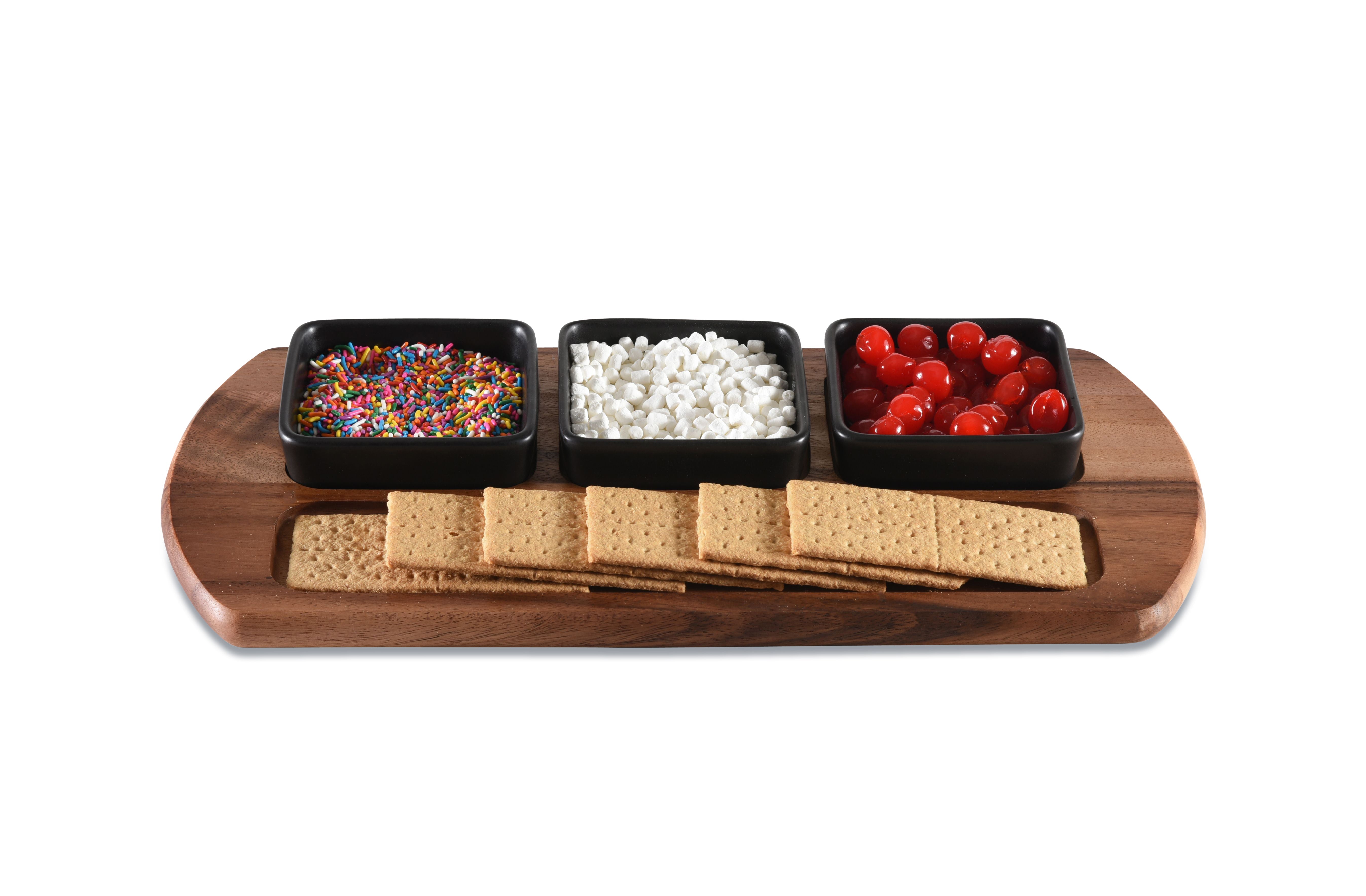 Charcuterie / Serving Tray w/ 3 Square Ceramic Bowls by Kalmar Home - product image 5 for Resin Society