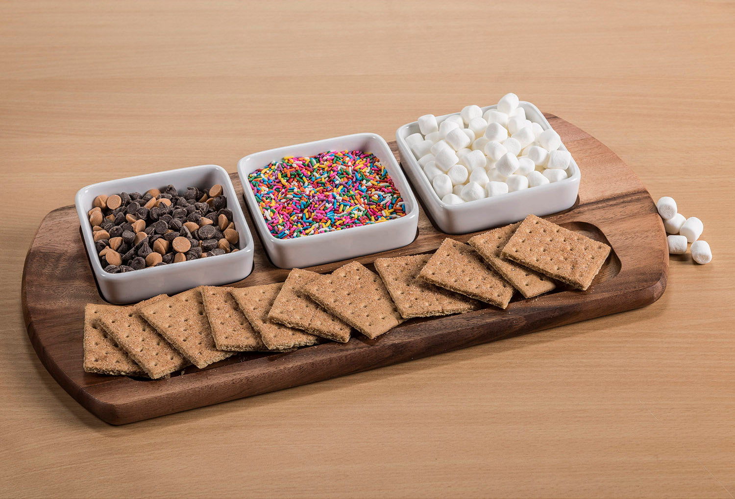 Charcuterie / Serving Tray w/ 3 Square Ceramic Bowls by Kalmar Home - product image 6 for Resin Society