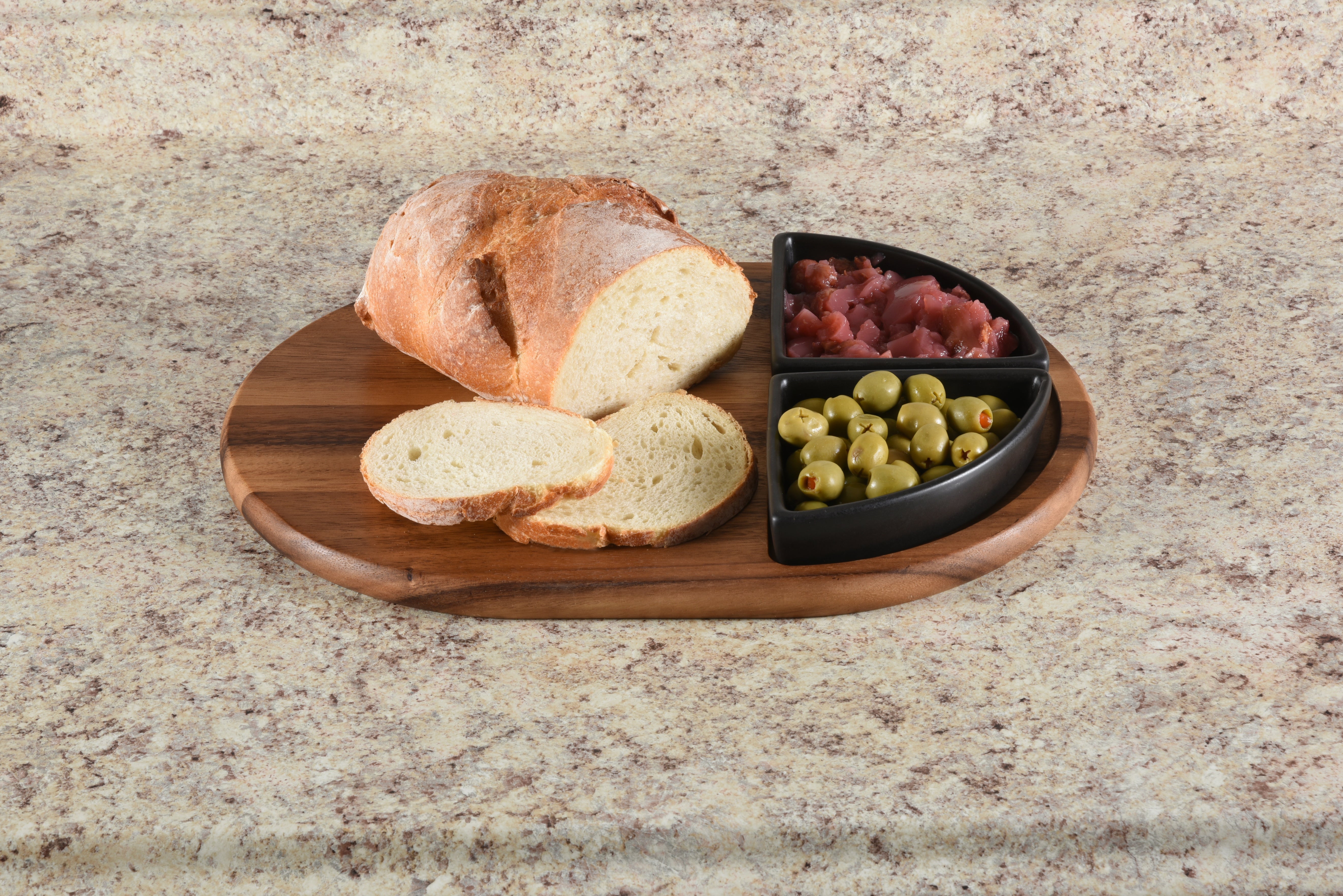 Charcuterie / Serving Tray w/ 2 Triangular Ceramic Bowls by Kalmar Home - product image 4 for Resin Society
