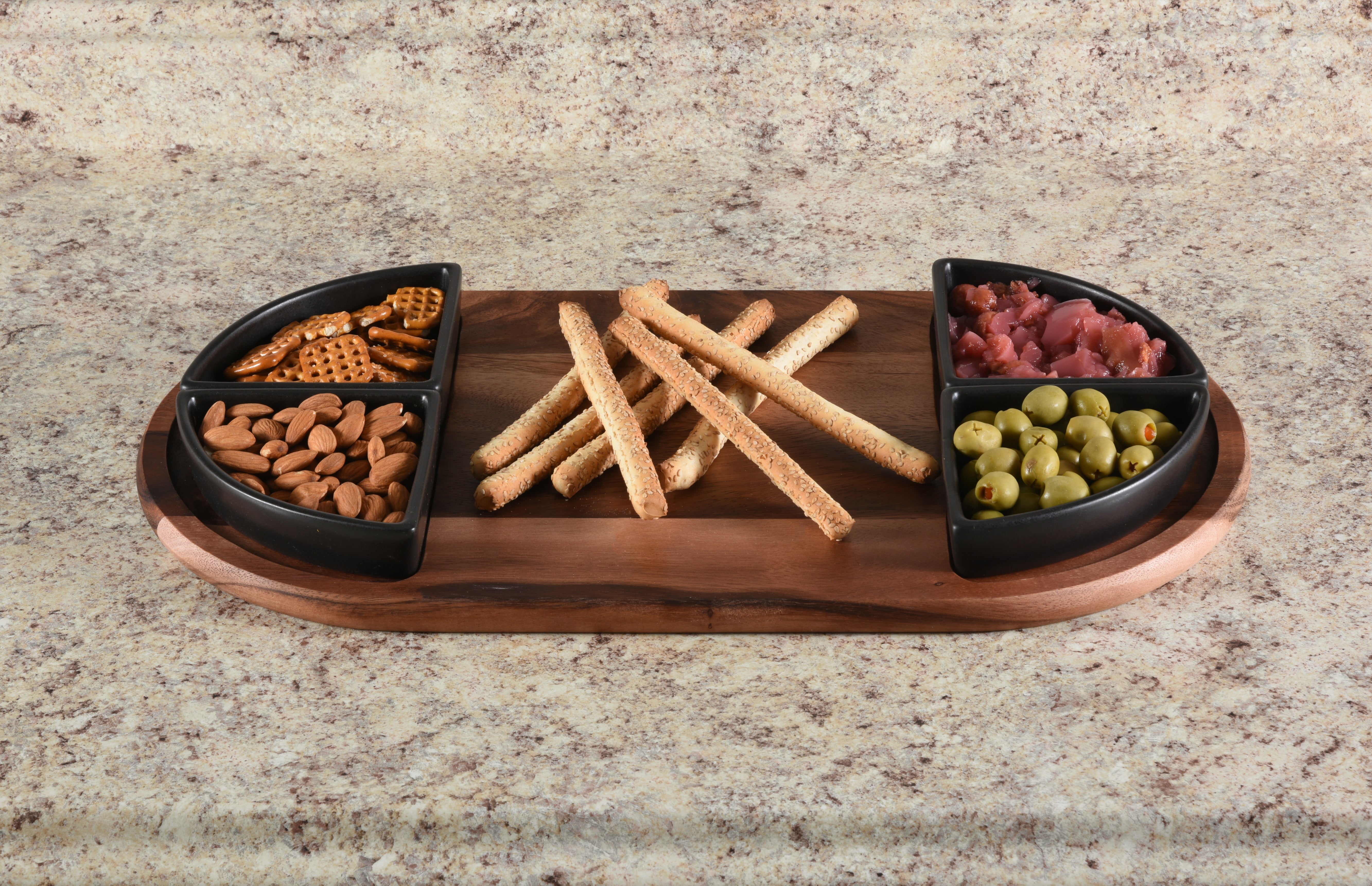 Charcuterie / Serving Tray w/ 4 Triangular Ceramic Bowls by Kalmar Home - product image 6 for Resin Society