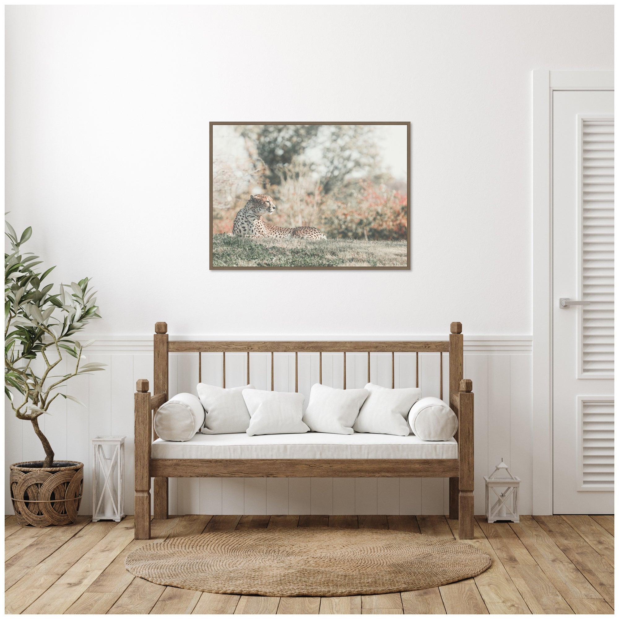 Sylvie Cheetah Glance Framed Canvas by Alicia Abla