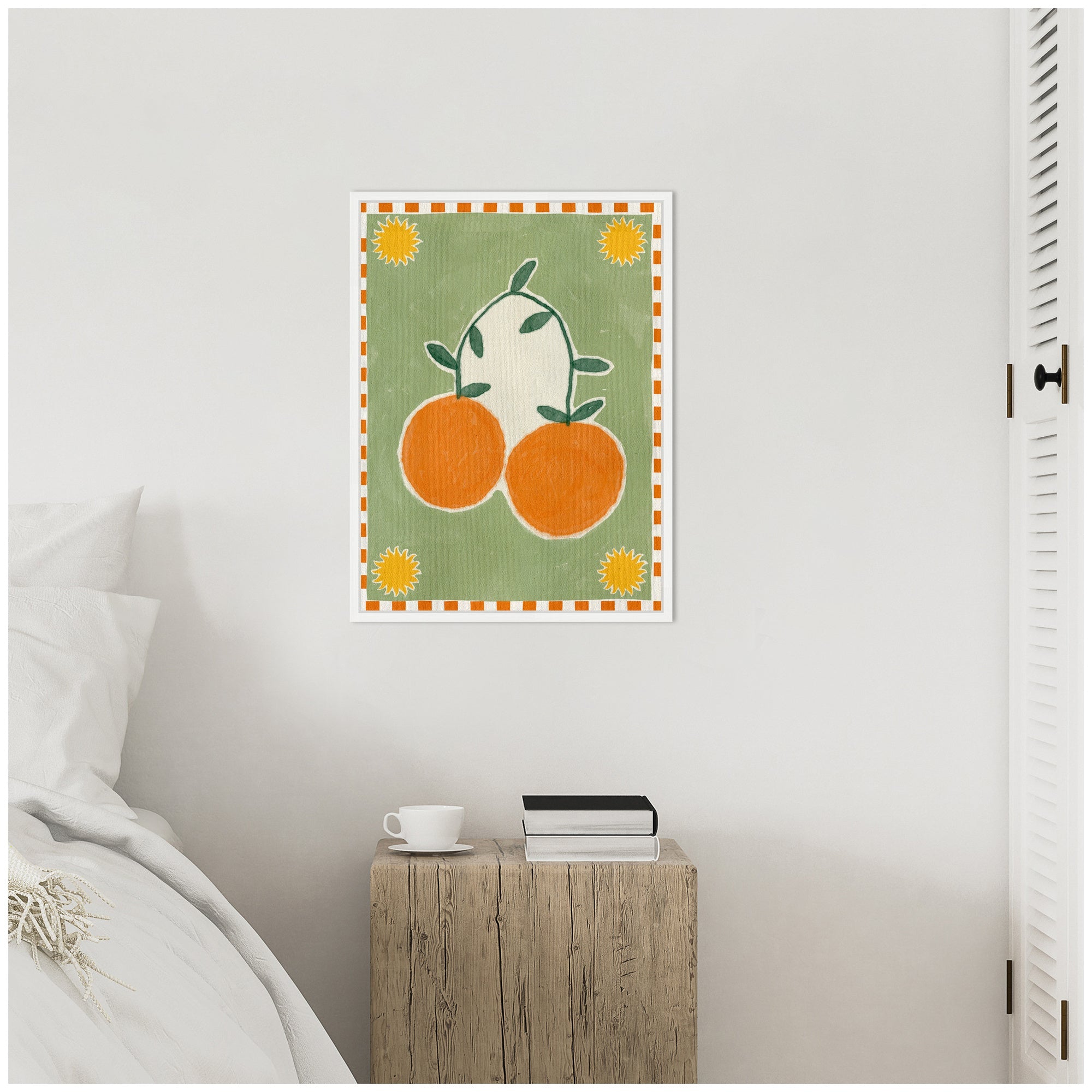 Sylvie Lush Duo 5 Orange Framed Canvas by Shatha Al Dafai