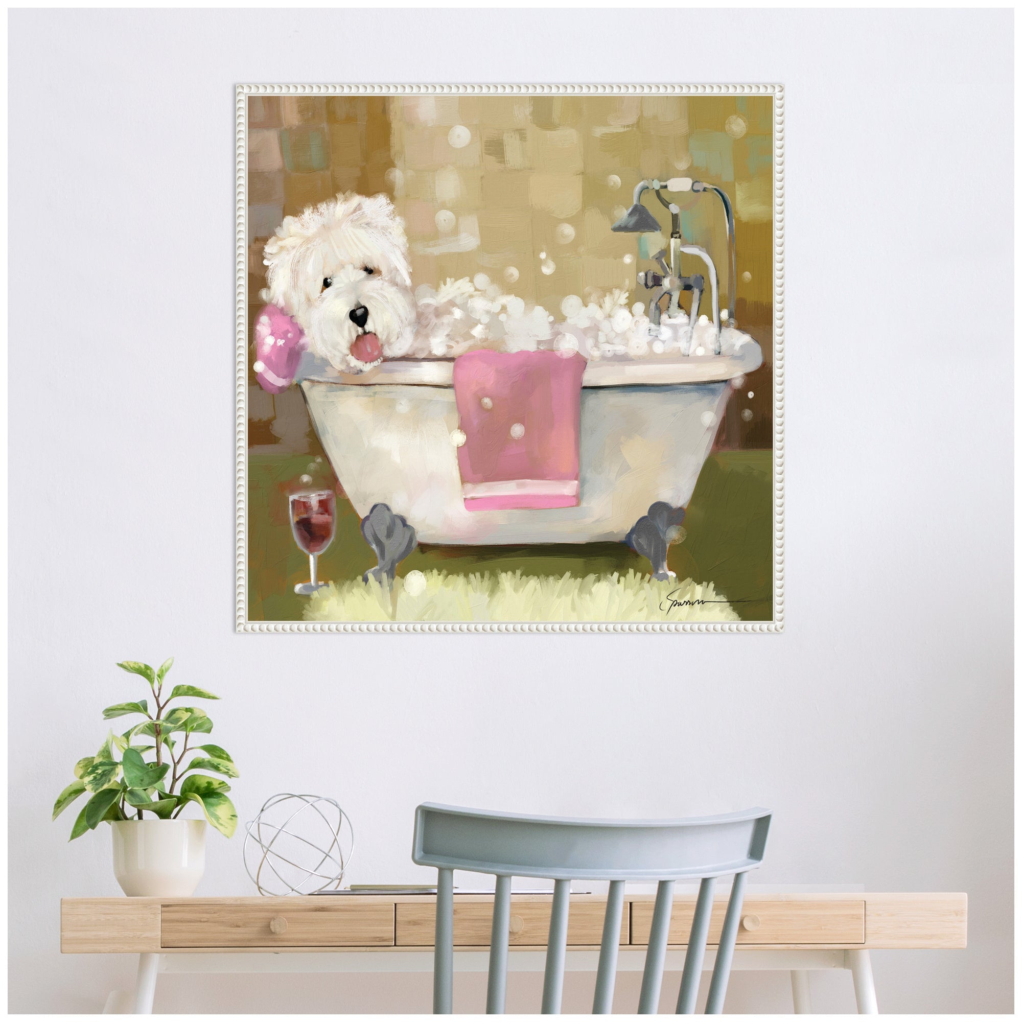 Sylvie Tiny Bubbles Framed Canvas by Mary Sparrow
