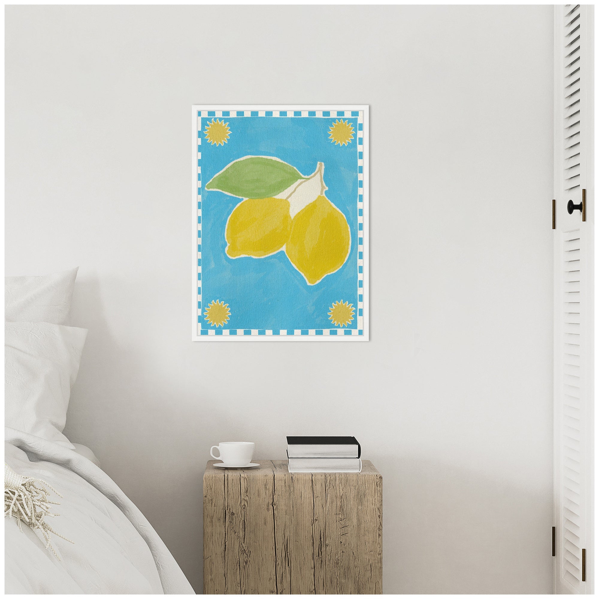Sylvie Lush Duo 2 Lemon Framed Canvas by Shatha Al Dafai