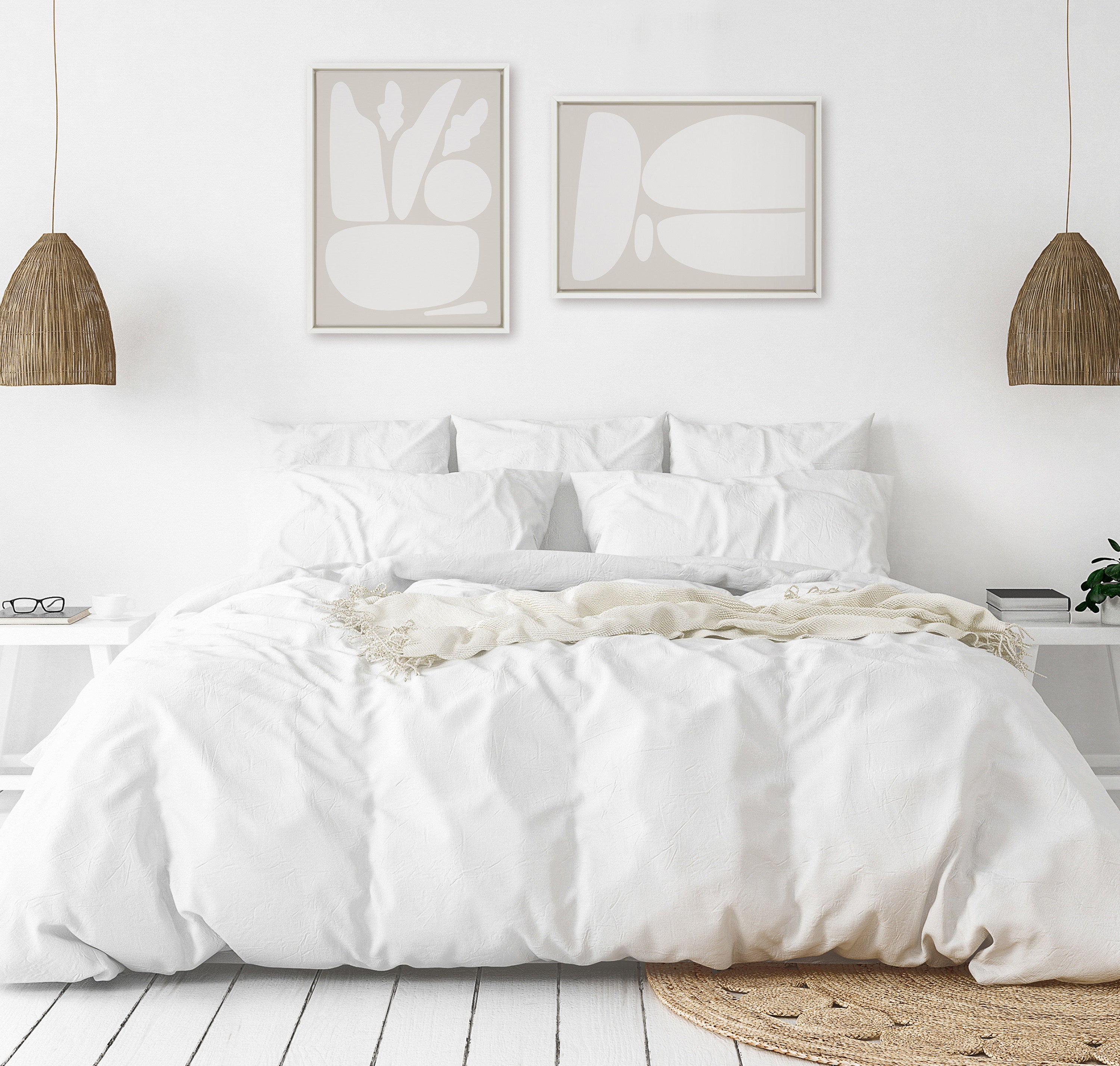 Sylvie Zen Botanical Rock Neutral Framed Canvas Set by kateandlaurel - product image 16 for Resin Society