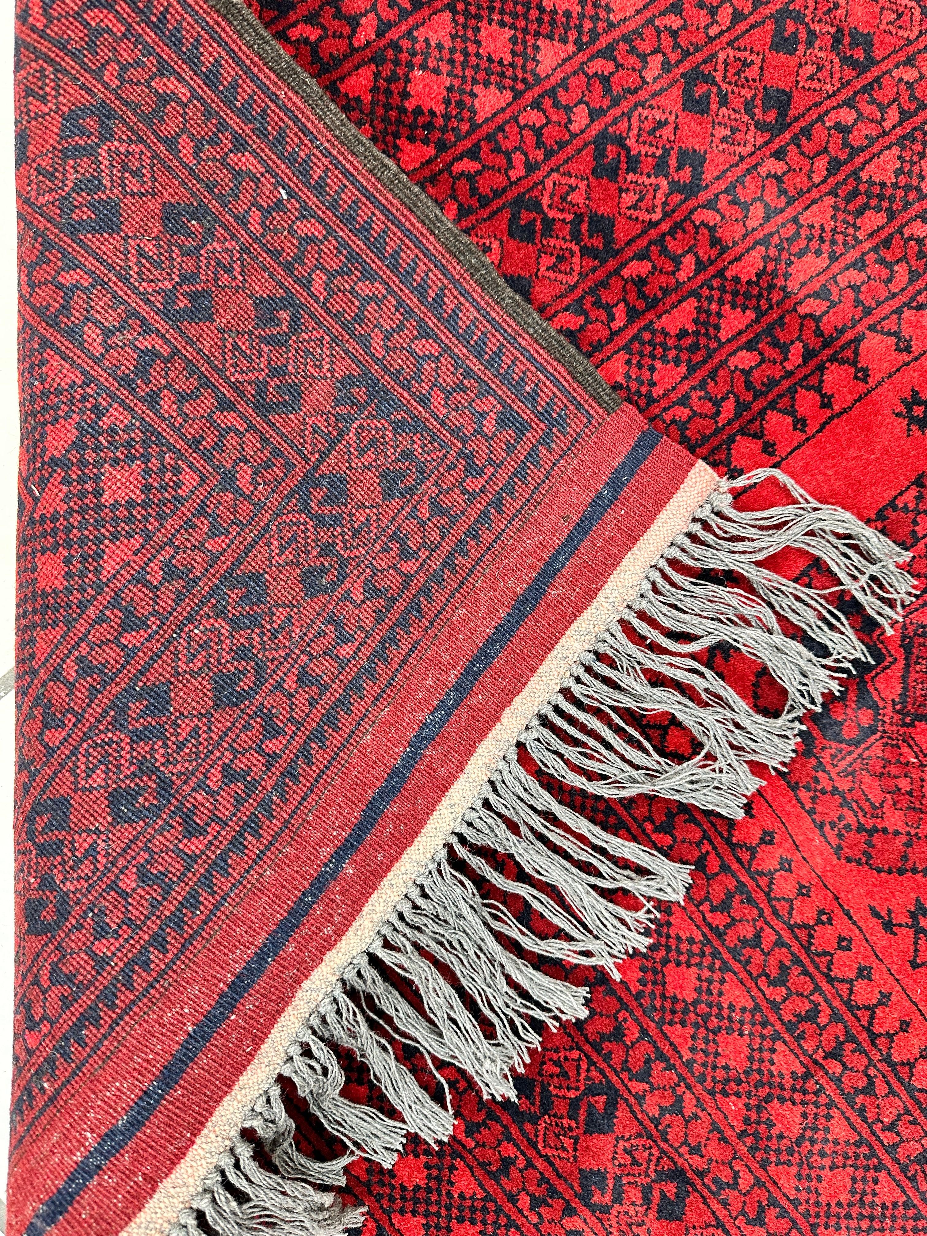 Hand-Knotted Turkoman Ersari Wool Rug – 6’7” x 9’6” – Rich Red Tones by Rugistan - product image 5 for Resin Society