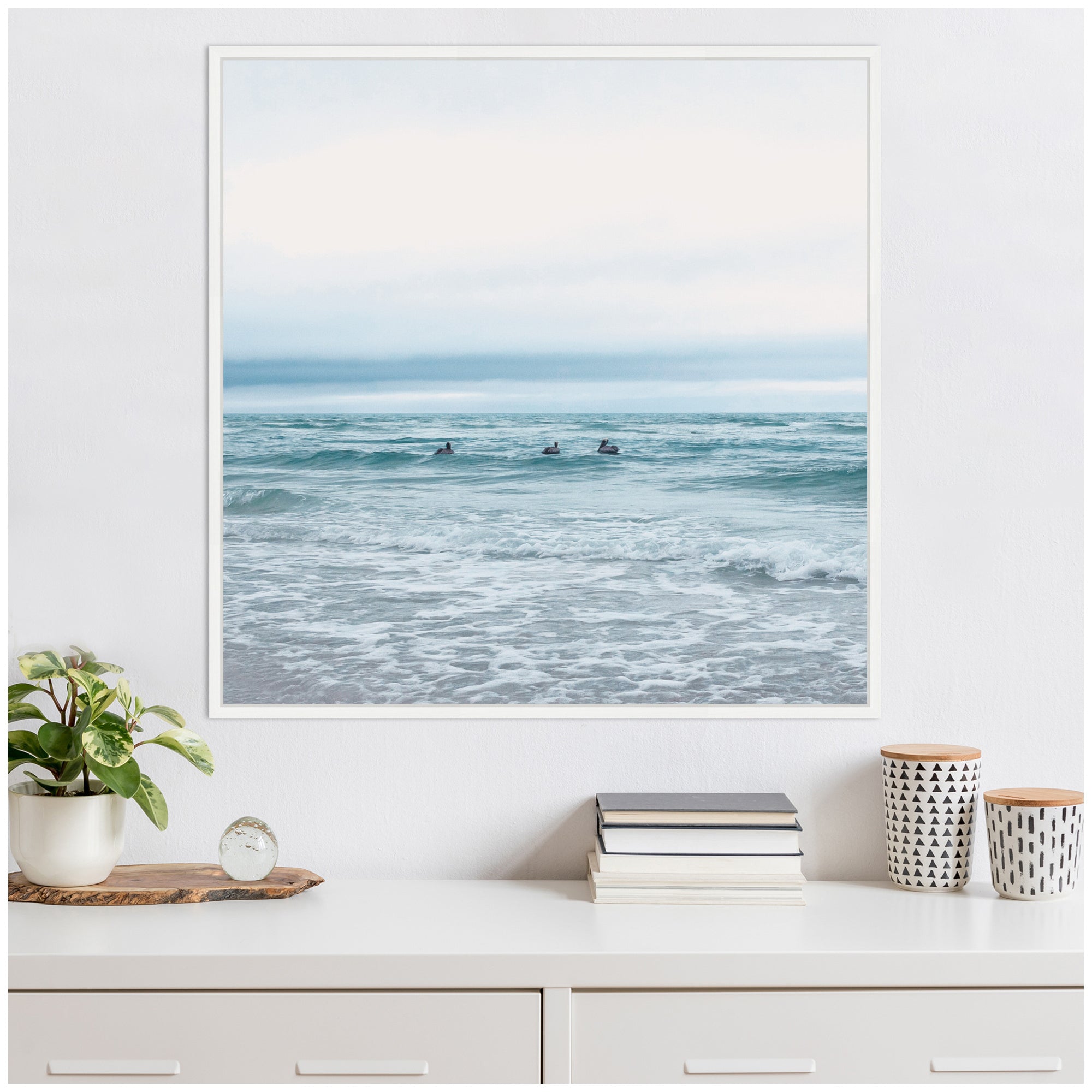 Sylvie Ocean Swim 1 Square Framed Canvas by Stephanie Klatt
