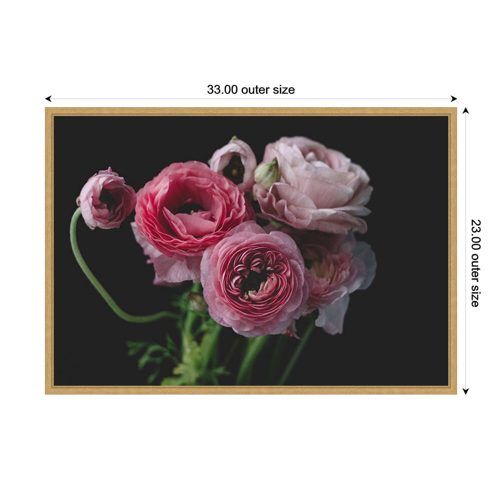 Sylvie Mood Dark Pink Ranunculus Flower Bouquet Framed Canvas by Kristy Campbell