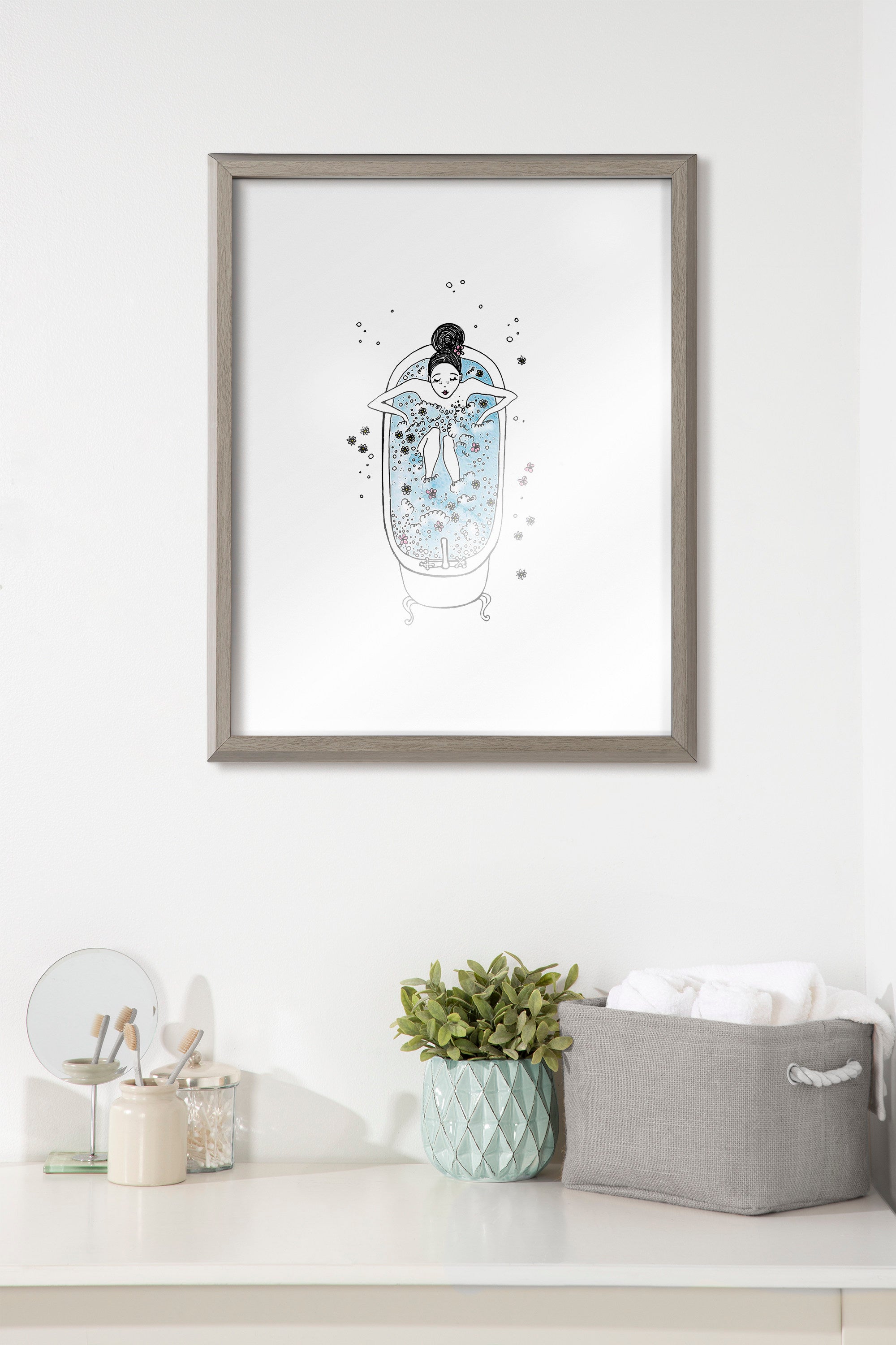 Blake Girl in a Bath Framed Printed Glass by Viola Kreczmer by kateandlaurel - product image 14 for Resin Society