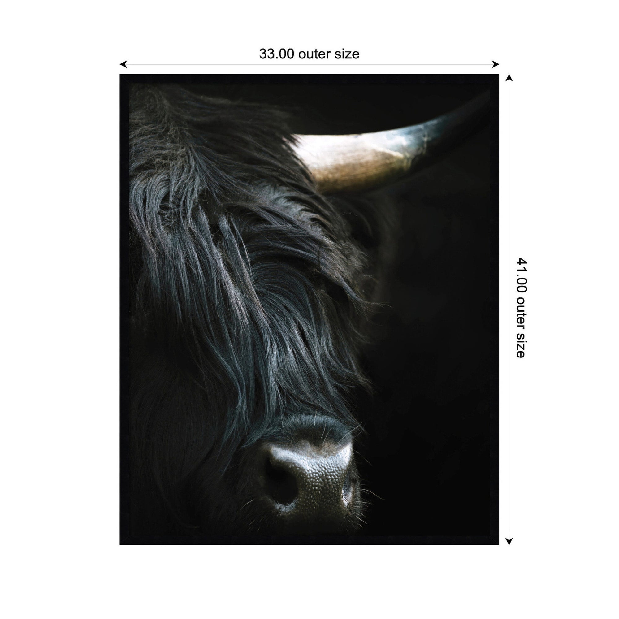 Minimalist Black Highland Cow Close by Michael Schauer Framed Wall Art Print