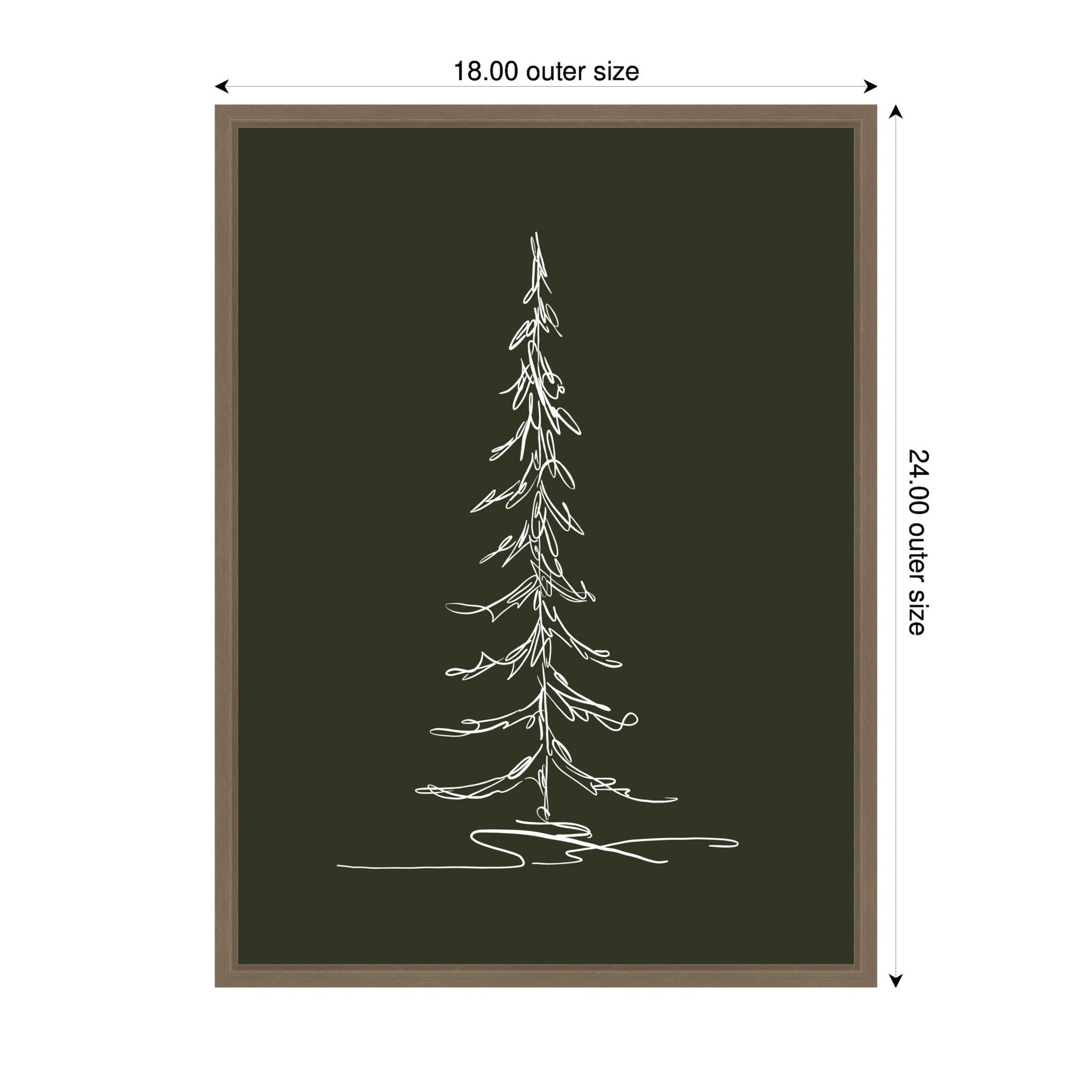 Sylvie Framed Canvas Minimalist Evergreen Trees Sketch 1 Green