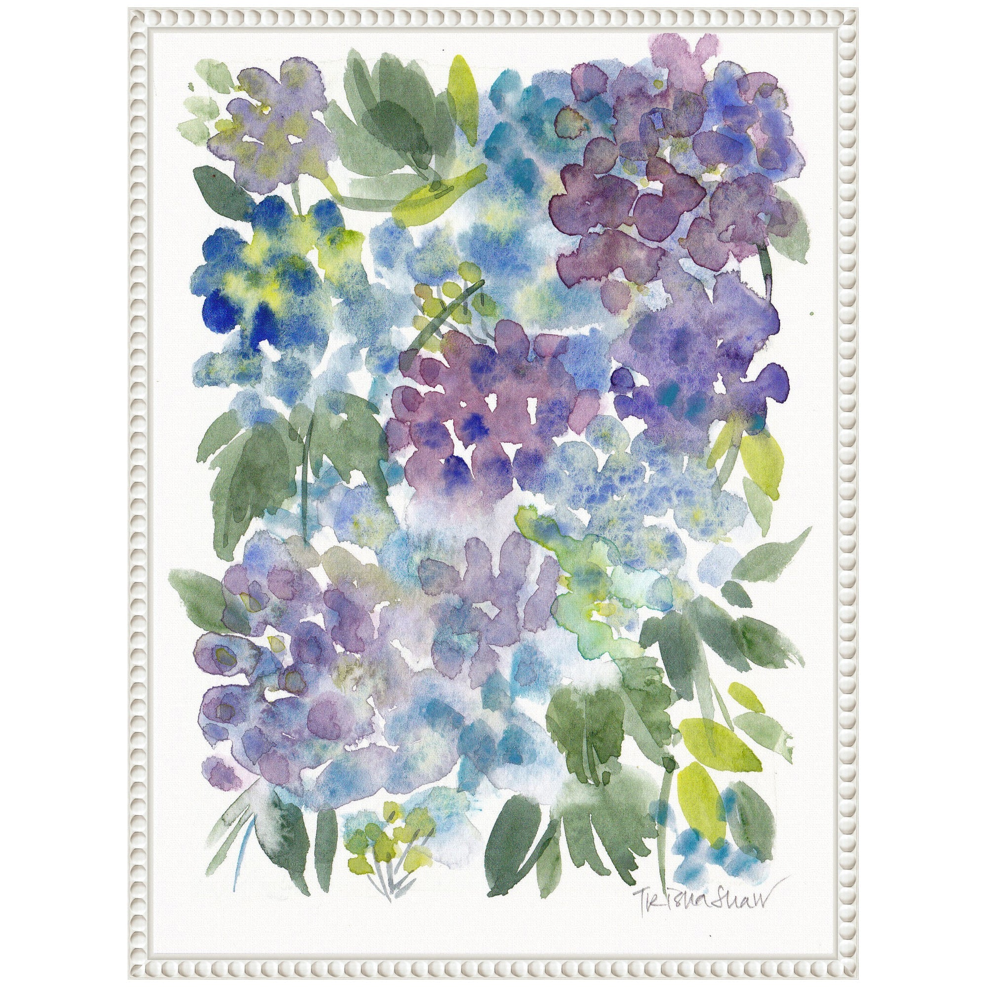 Sylvie Watercolor Purple Hydrafloral Framed Canvas by Patricia Shaw
