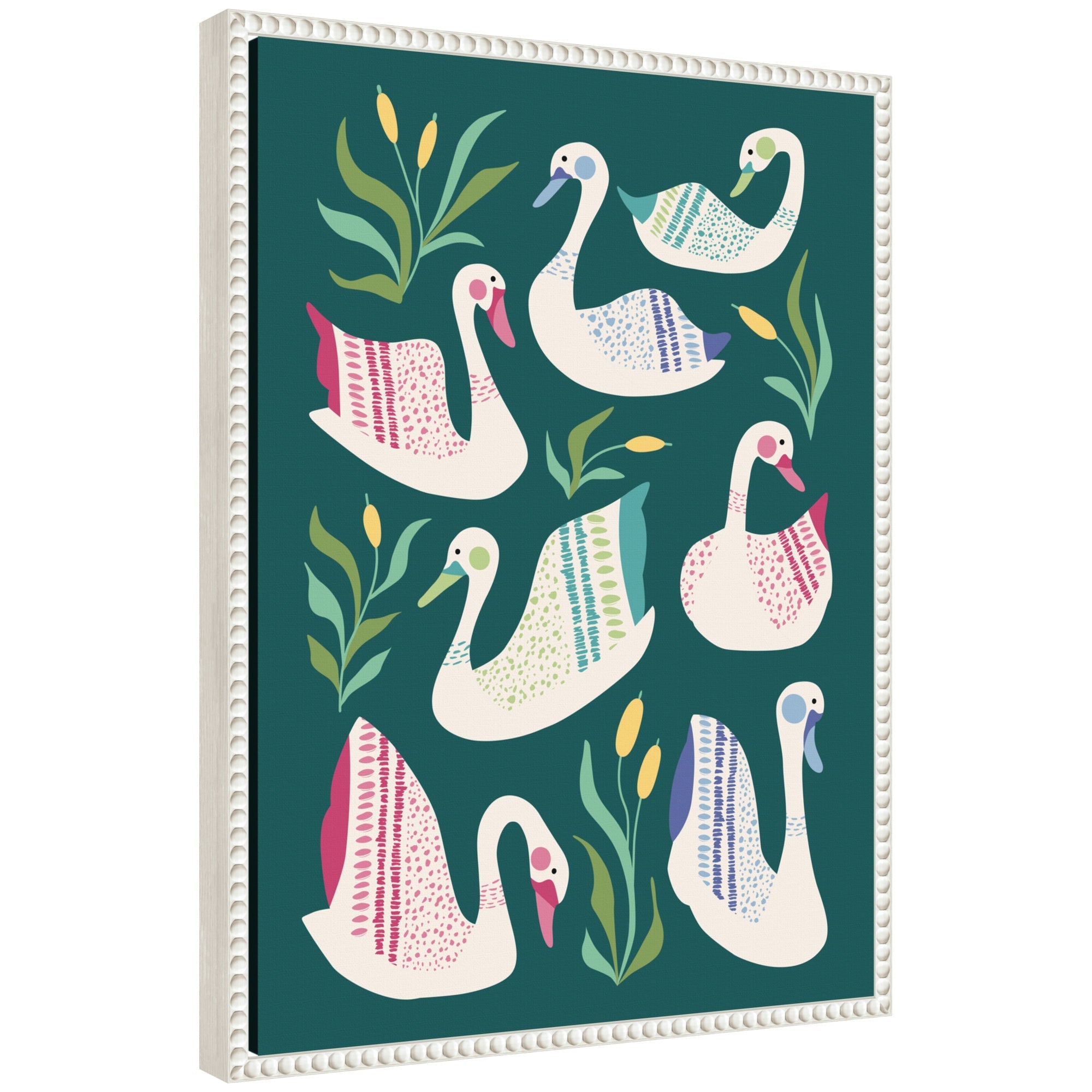 Sylvie Swans Pond Framed Canvas by Rachel Lee by kateandlaurel
