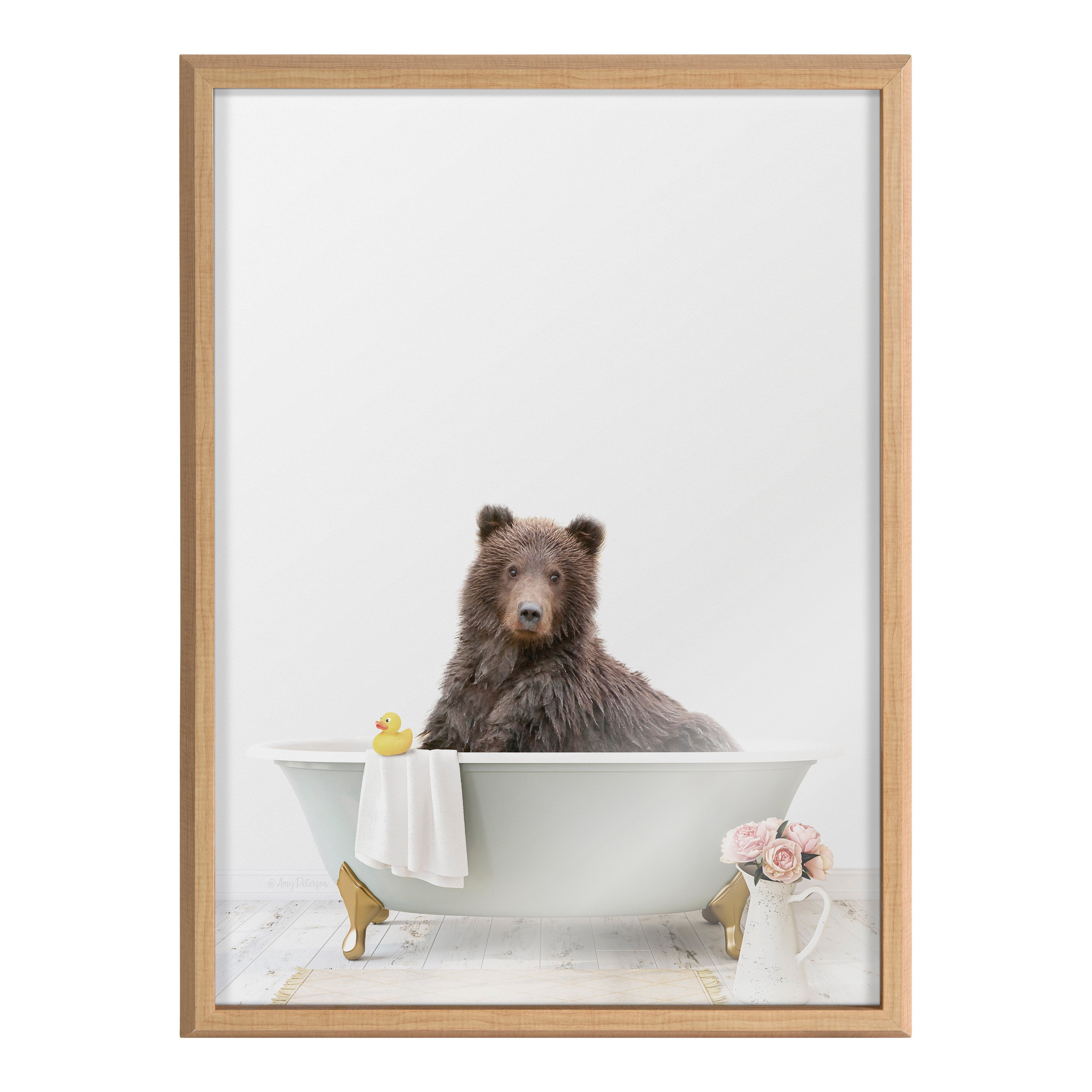 Blake Bear Cottage Bathroom Framed Printed Glass by kateandlaurel - product image 2 for Resin Society