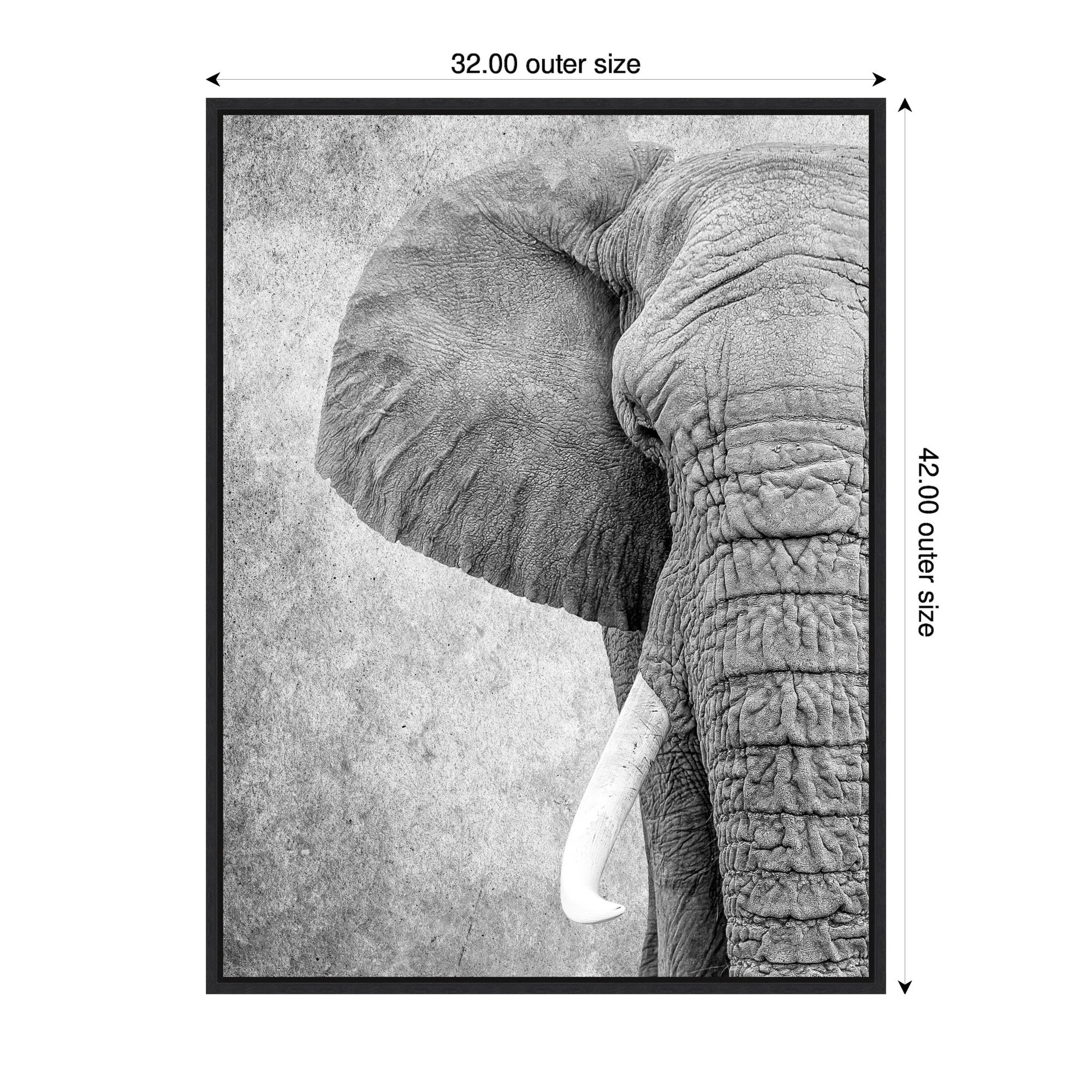 Sylvie Black and White Minimalist Safari Elephant Framed Canvas by kateandlaurel - product image 2 for Resin Society