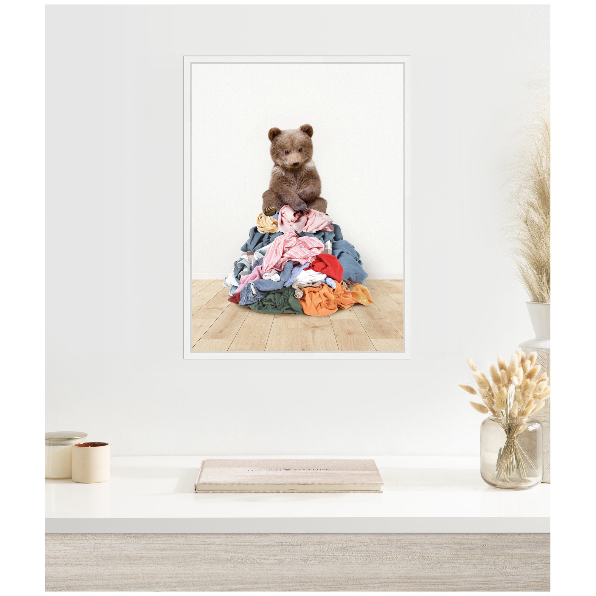Sylvie Three Bears On Laundry Pile Framed Canvas by Amy Peterson