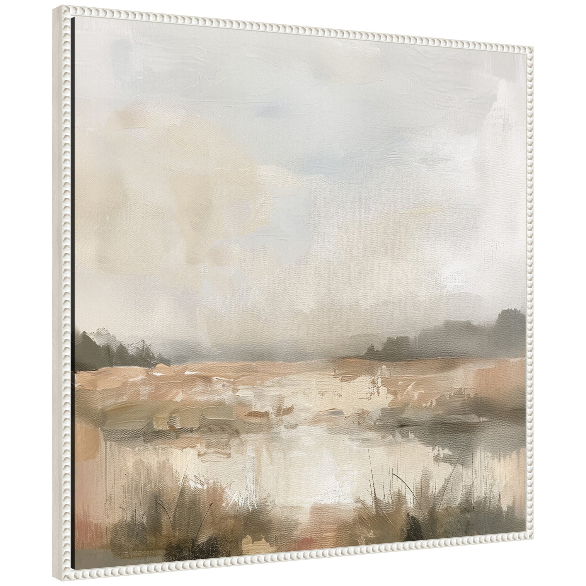 Neutral Abstract Landscape by The Creative Bunch Studio Framed Canvas Wall Art Print