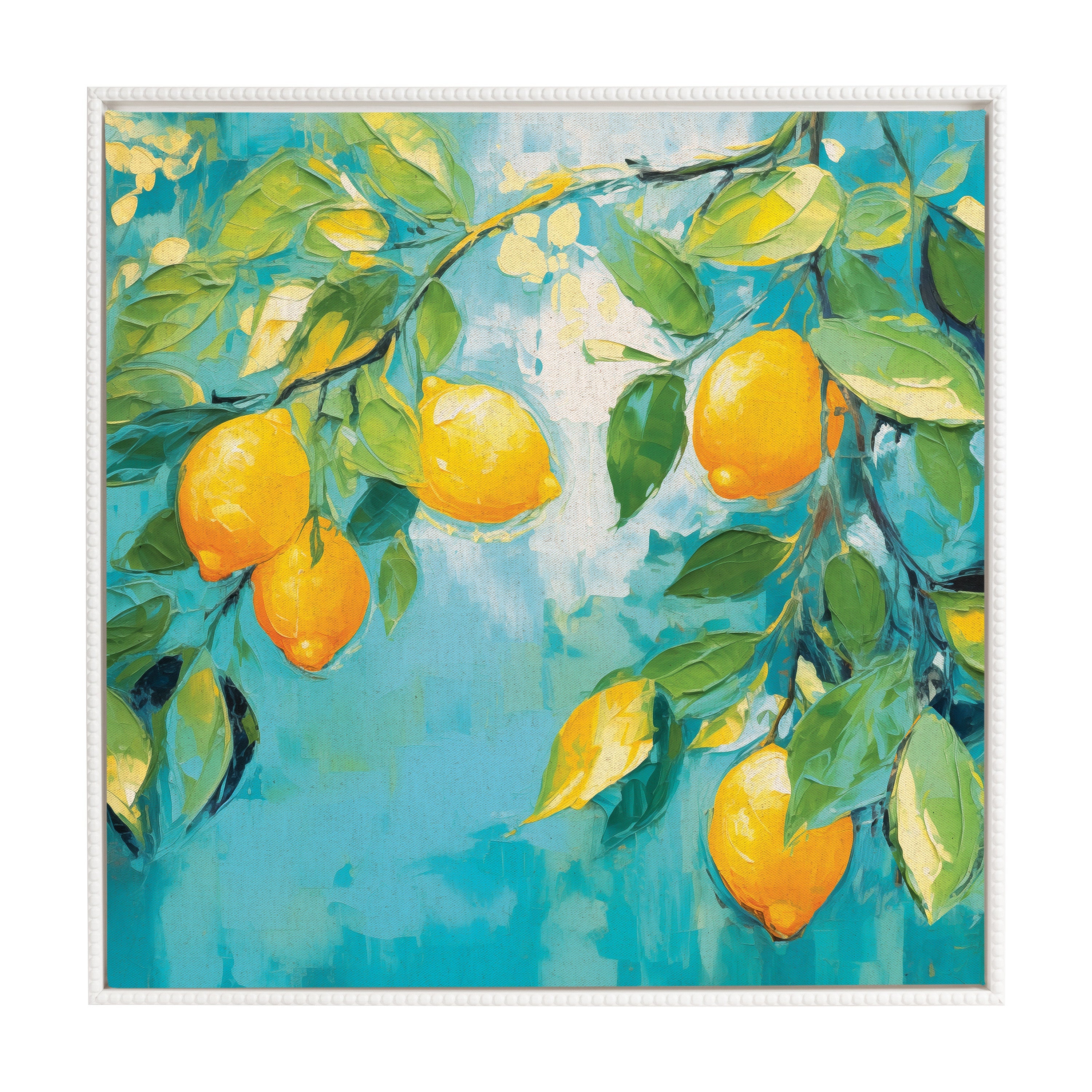 Sylvie Beaded Lemon Tree Framed Canvas by The Creative Bunch Studio