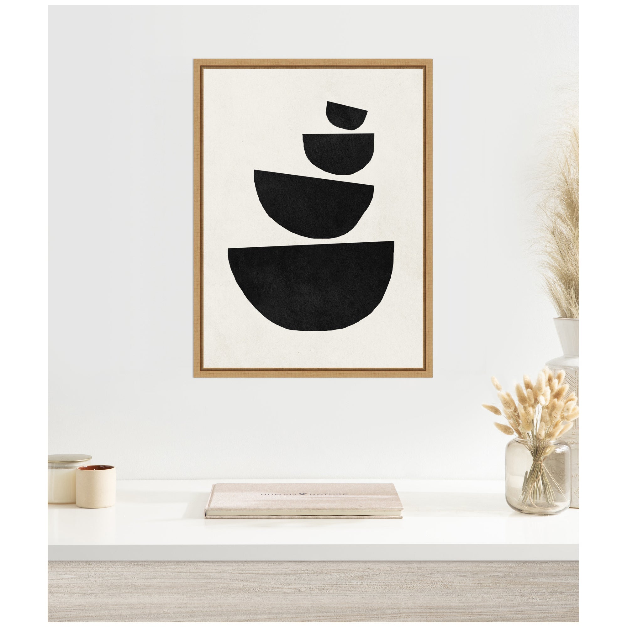 Sylvie Black Geometric Abstract 1 Framed Canvas by July Art Prints