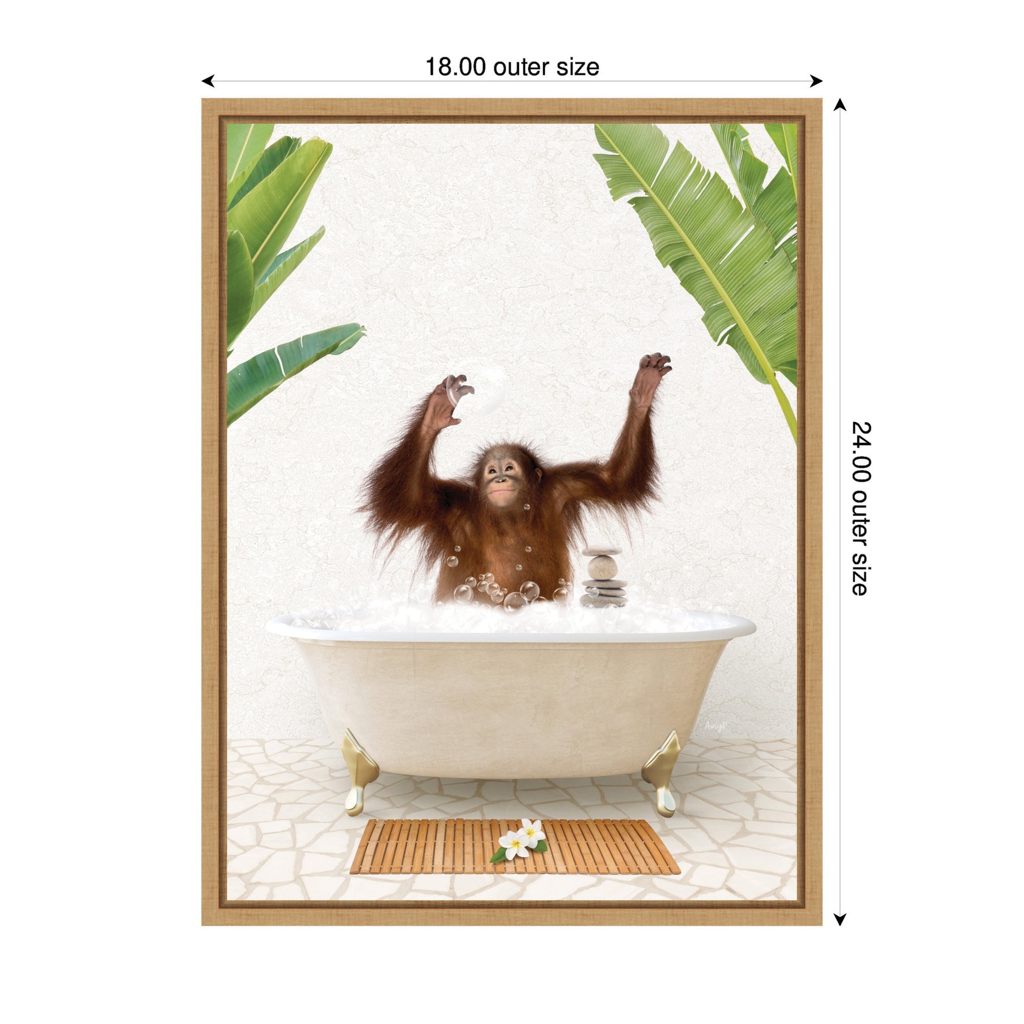 Sylvie Orangutan in Bali Bathtub Framed Canvas by Amy Peterson