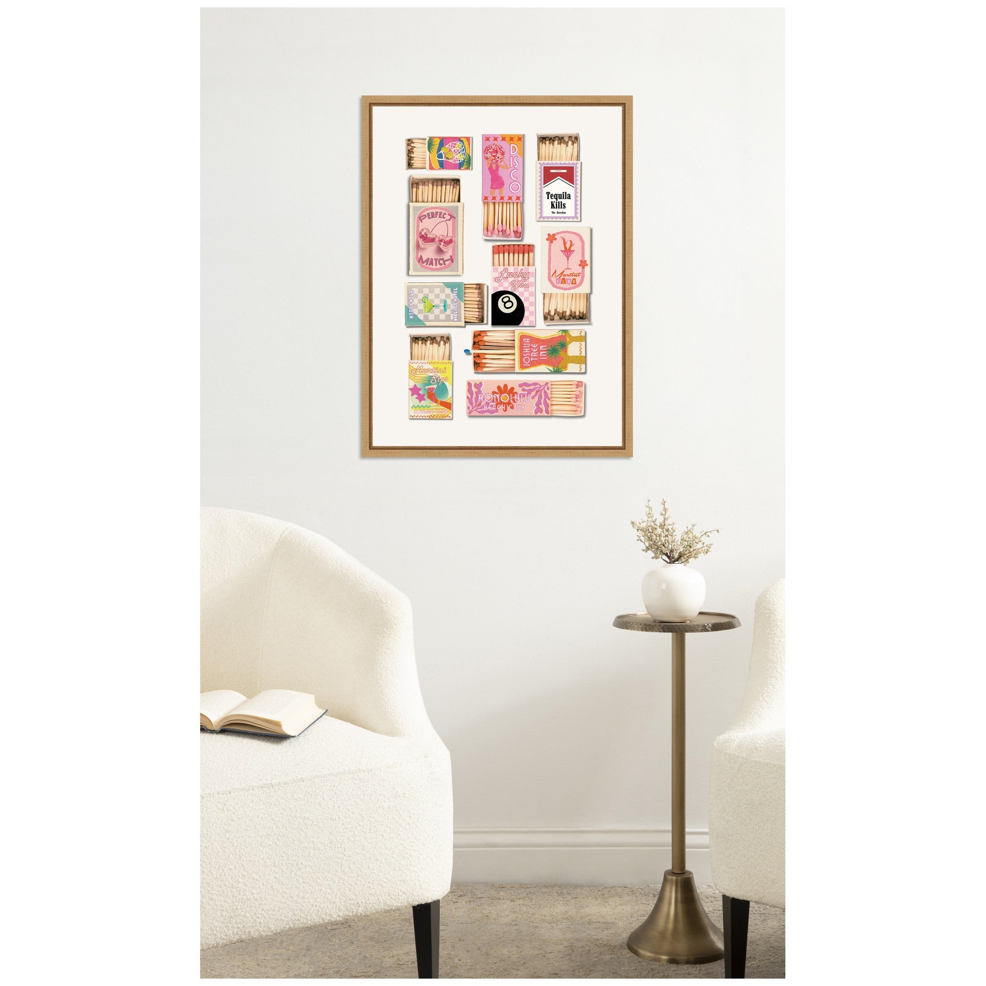 Framed Vintage Pink Matchboxes by Honey Island Studio Canvas Wall Art Print