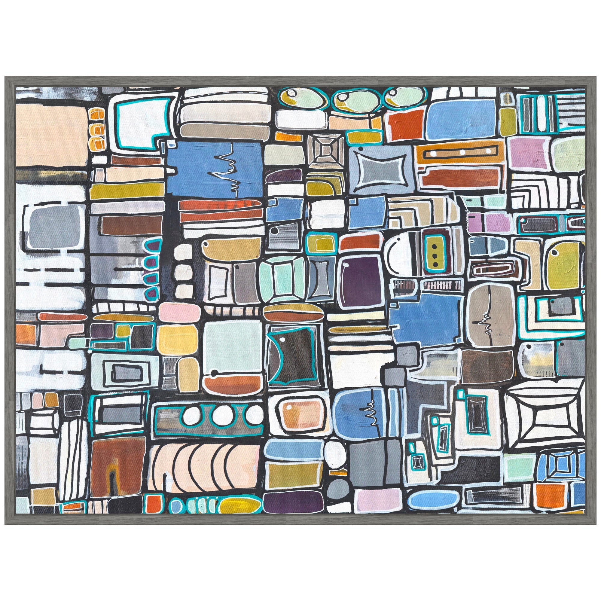 Sylvie Newsprint Horizontal Framed Canvas by Leah Nadeau