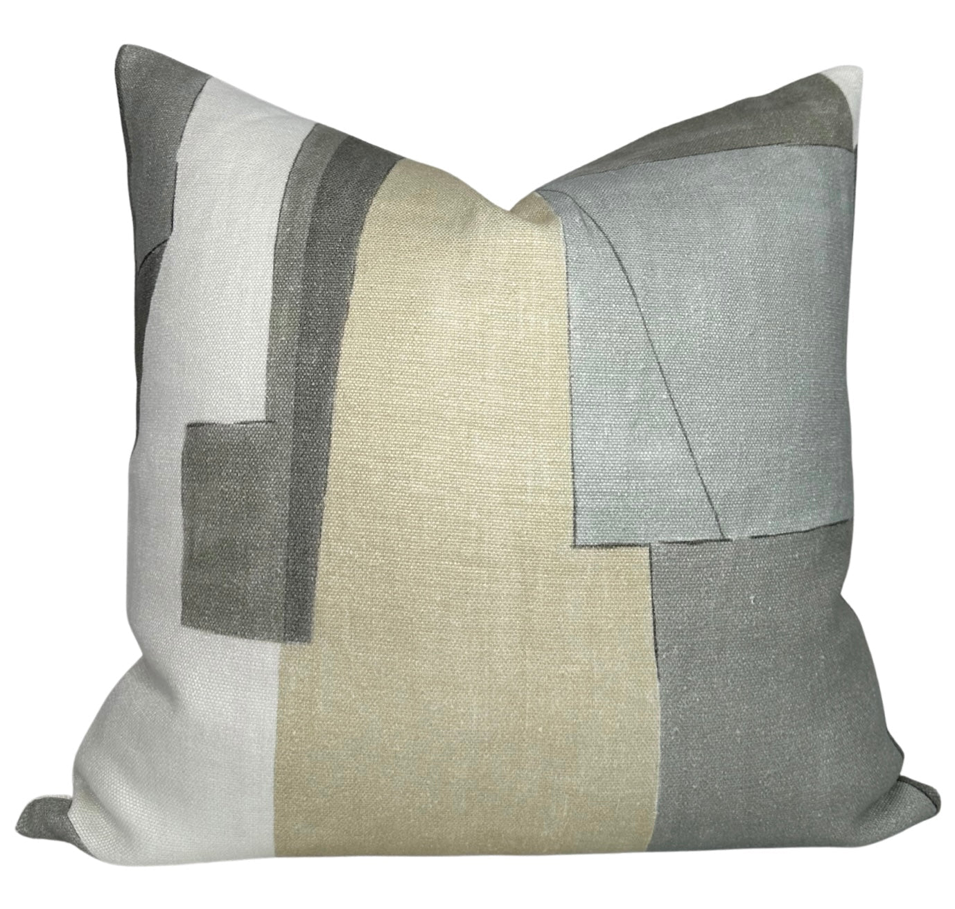 District Pillow Cover in Alabaster with abstract pattern and ivory linen backing