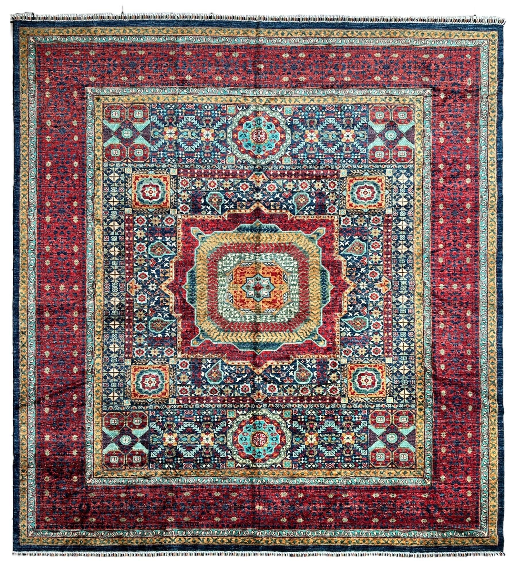 Hand-Knotted Mamluk Wool Rug – 8'4" x 9'9" – Intricate Geometric by Rugistan - main product image for Resin Society