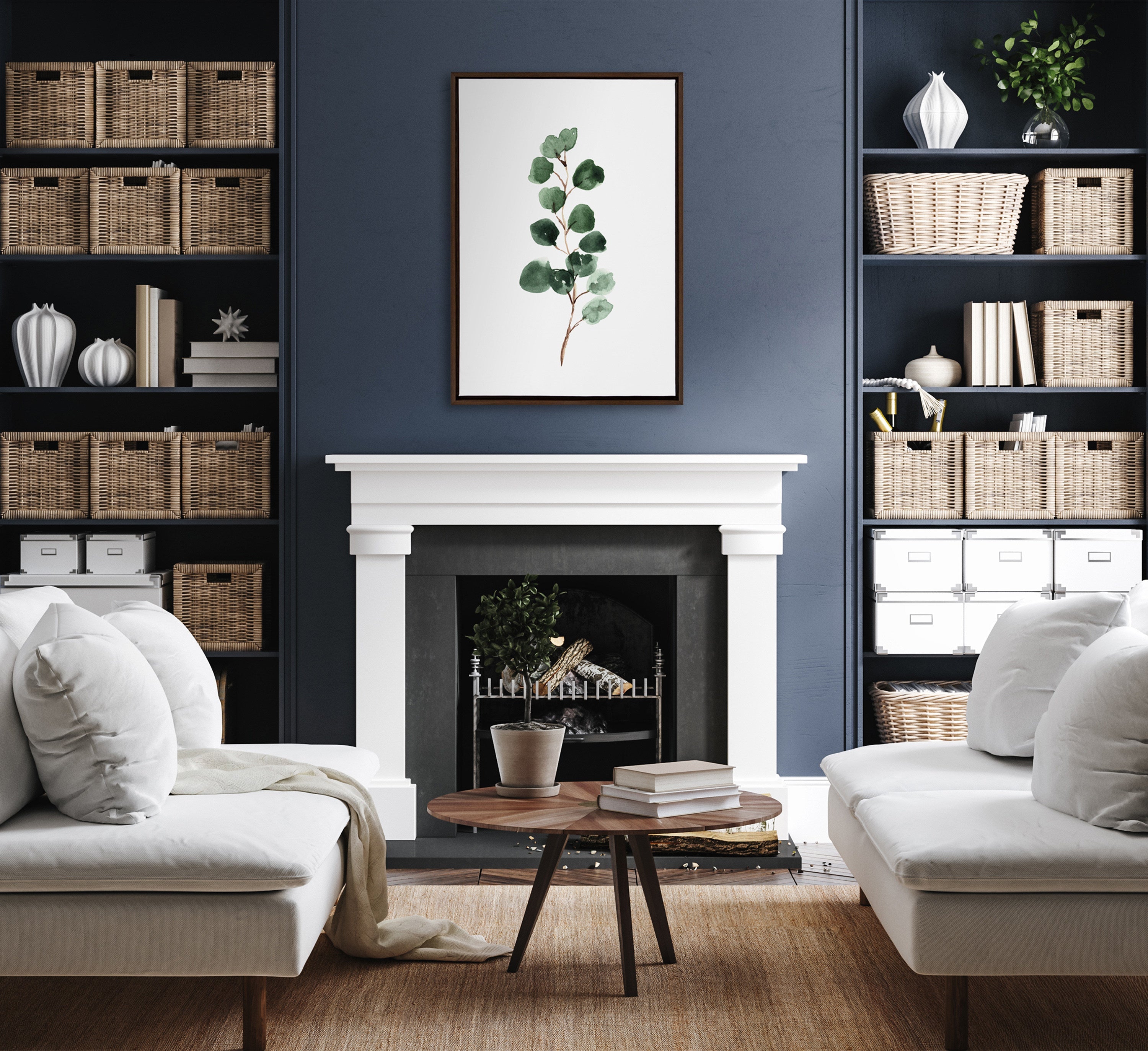 Sylvie Eucalyptus 3b Framed Canvas by kateandlaurel - product image 9 for Resin Society