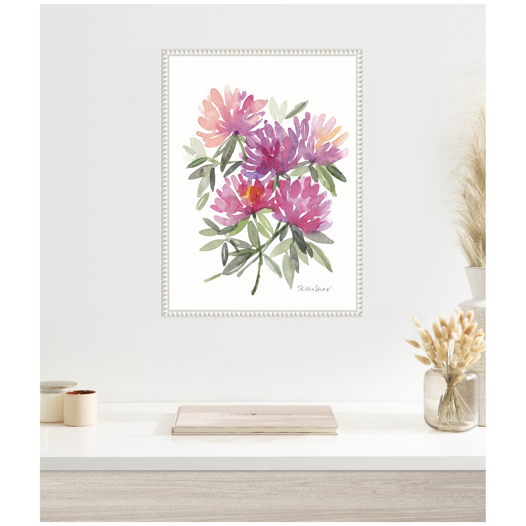 Sylvie Abstract Watercolor Pink Floral Framed Canvas by Patricia Shaw