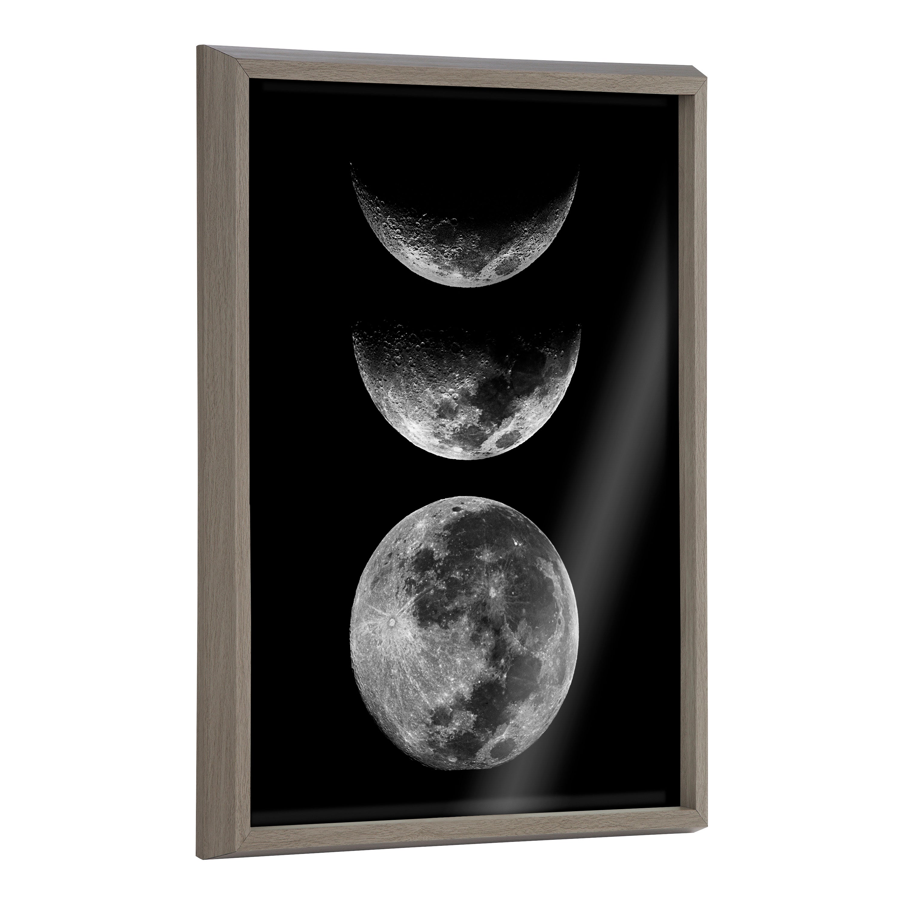 Framed grayscale moon phase wall art titled Mod Moon It's Just a Phase by The Creative Bunch Studio