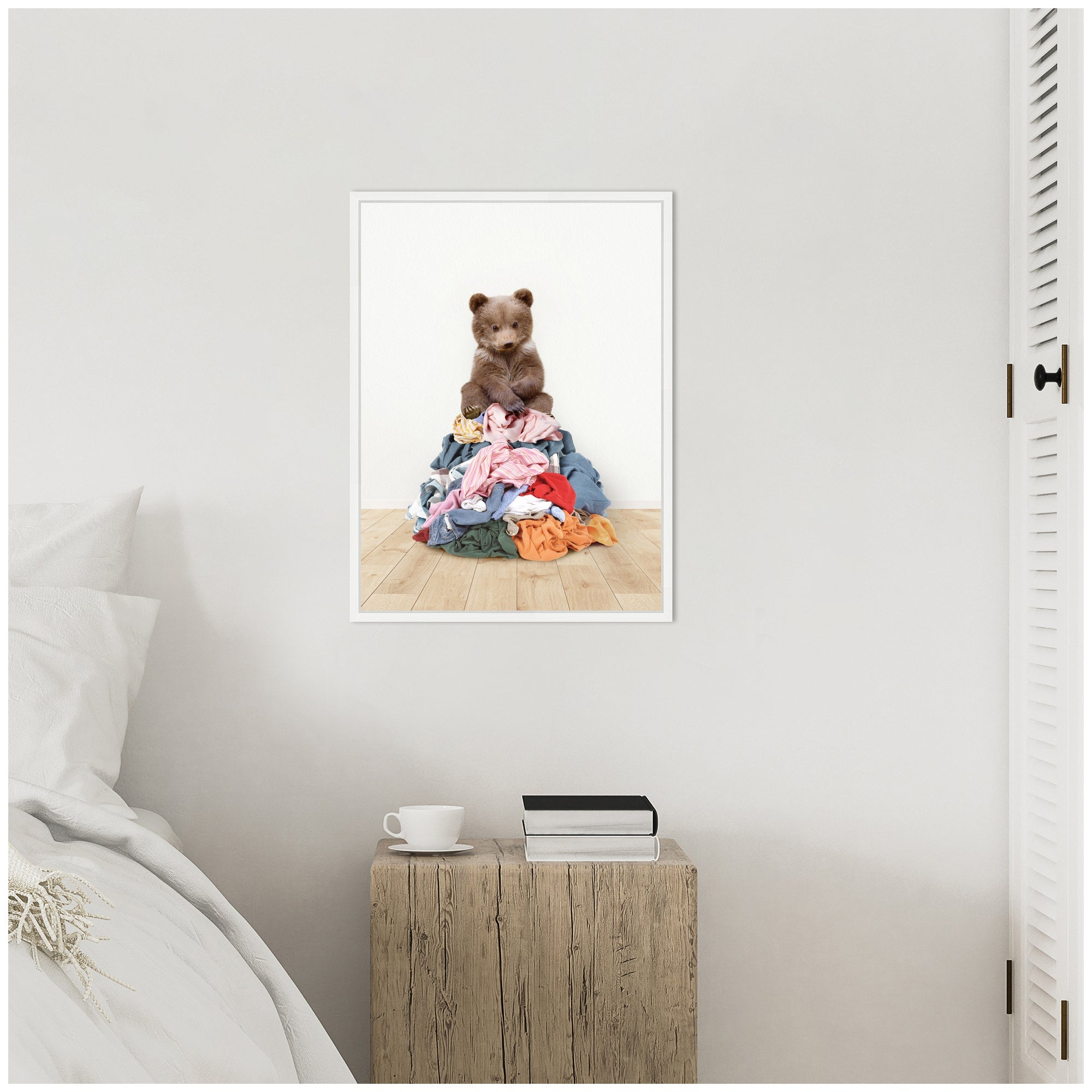 Sylvie Three Bears On Laundry Pile Framed Canvas by Amy Peterson