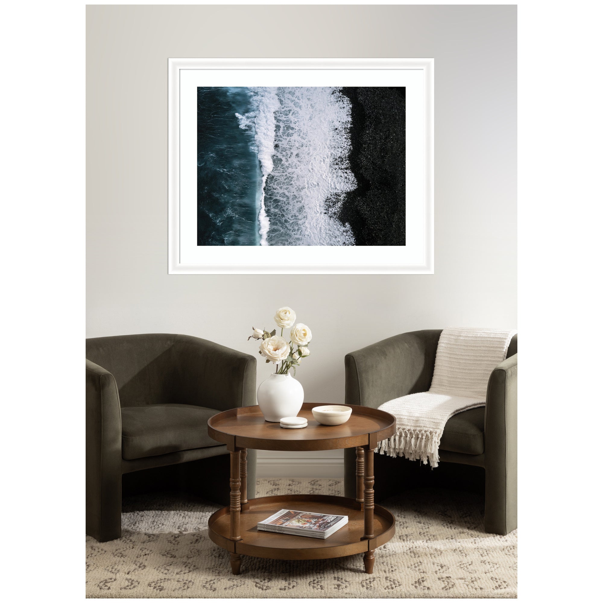 Framed Art Ocean Waves on the Black Beach in Iceland by Michael Schauer