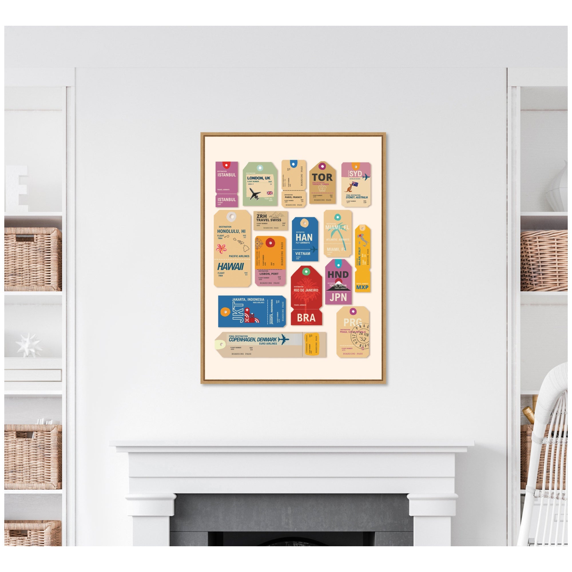Travel Tags by Honey Island Studio Framed Canvas Wall Art Print